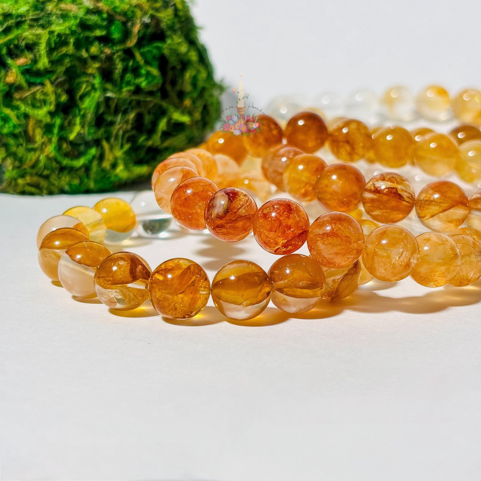 Golden Healer Bracelet Ombre Golden Healer Crystal Bracelet Handmade Jewelry Gift Yellow Hematoid Quartz Gemstone Bracelet Stretch Bracelet