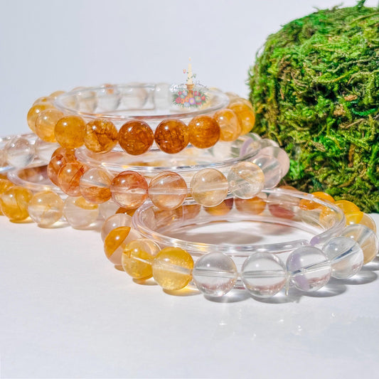 Golden Healer Bracelet Ombre Golden Healer Crystal Bracelet Handmade Jewelry Gift Yellow Hematoid Quartz Gemstone Bracelet Stretch Bracelet