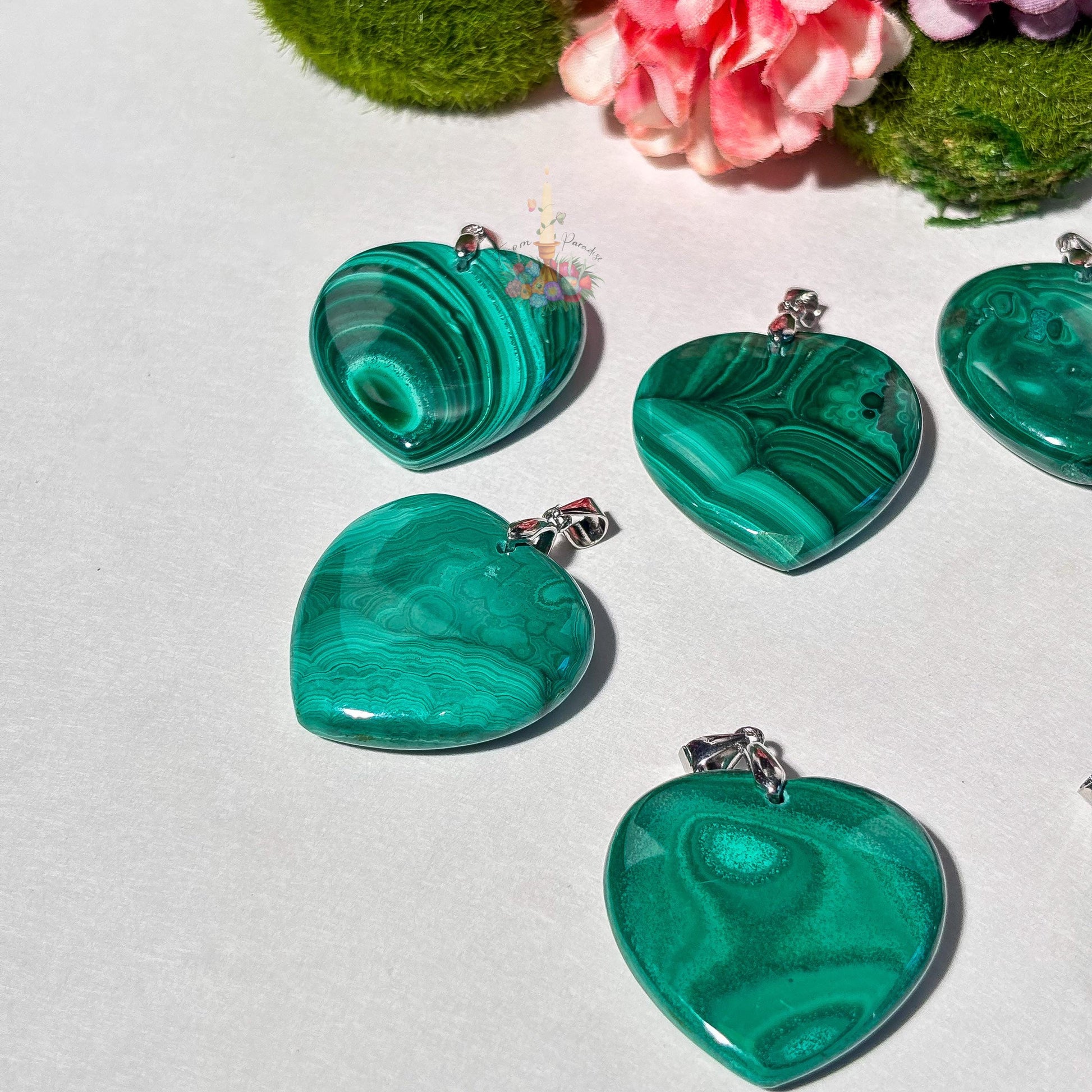Malachite Pendant | Sterling Silver Pendant | Gemstone Jewelry | Green Malachite Pendant | Natural Malachite Heart Pendant | Crystal Jewelry