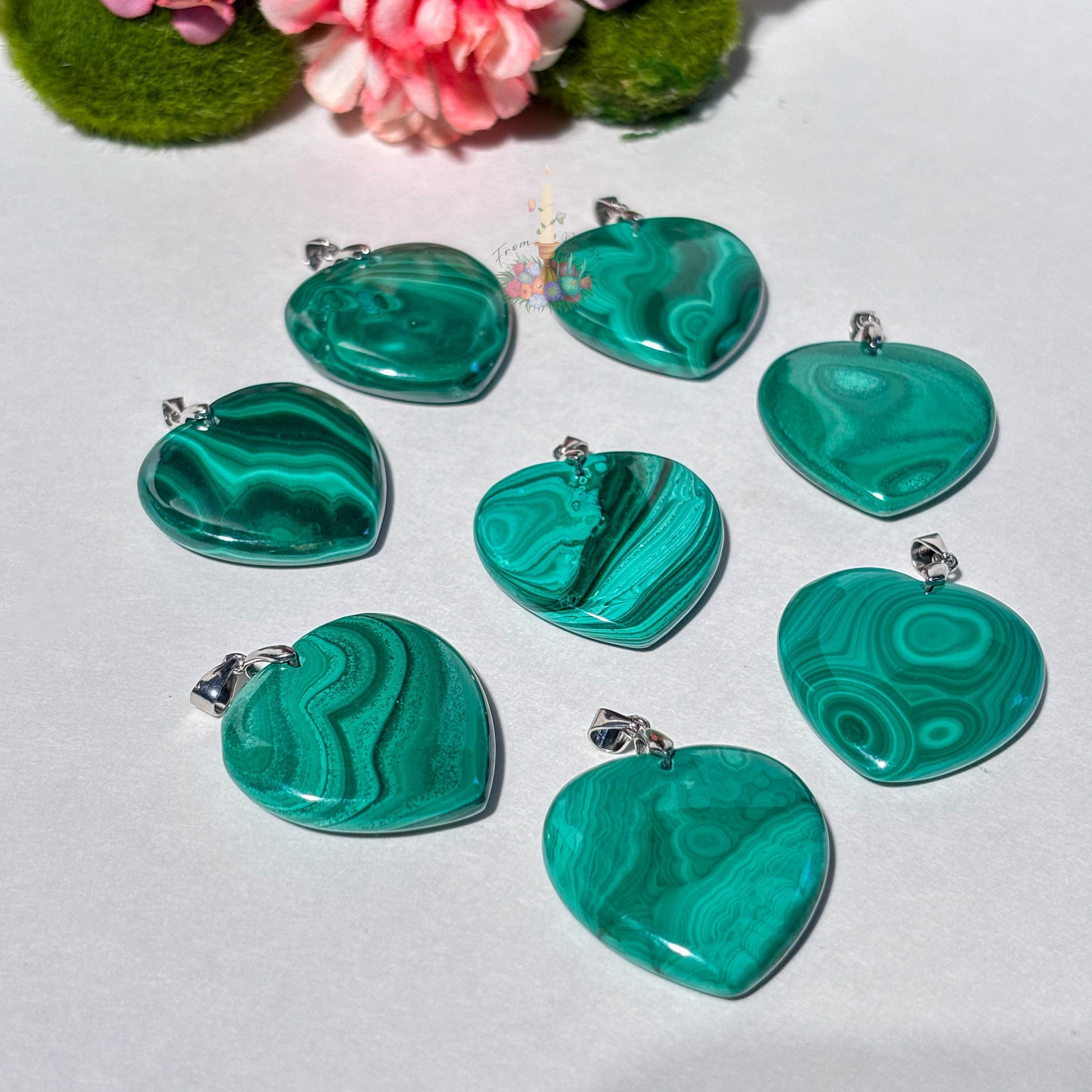 Malachite Pendant | Sterling Silver Pendant | Gemstone Jewelry | Green Malachite Pendant | Natural Malachite Heart Pendant | Crystal Jewelry