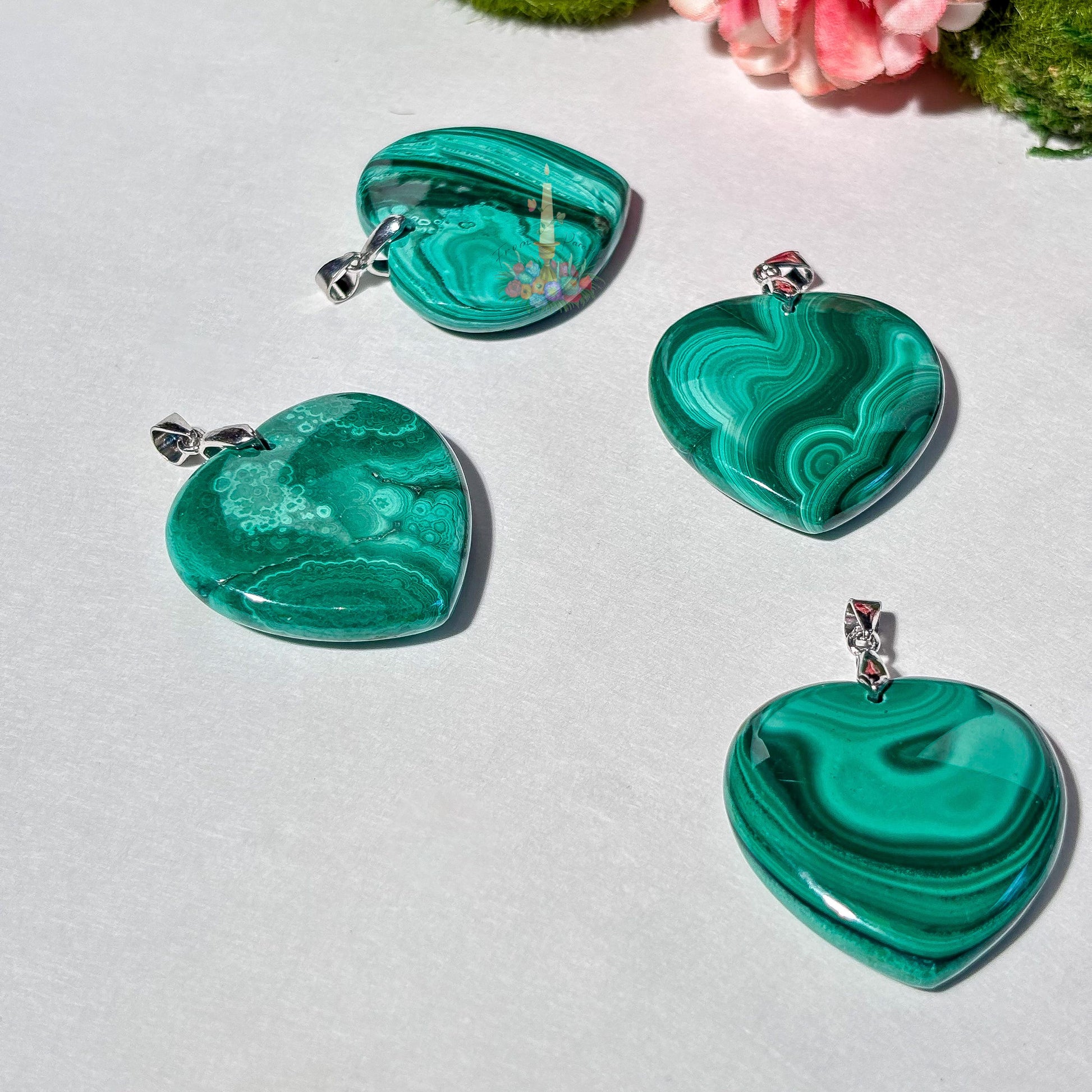 Malachite Pendant | Sterling Silver Pendant | Gemstone Jewelry | Green Malachite Pendant | Natural Malachite Heart Pendant | Crystal Jewelry