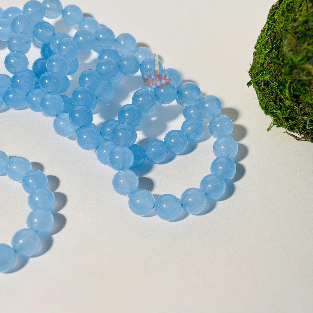 Blue Chalcedony Bracelet | Dyed Blue Chalcedony Crystal Bracelet | Light Blue Gemstone Bracelet | Beaded Jewelry