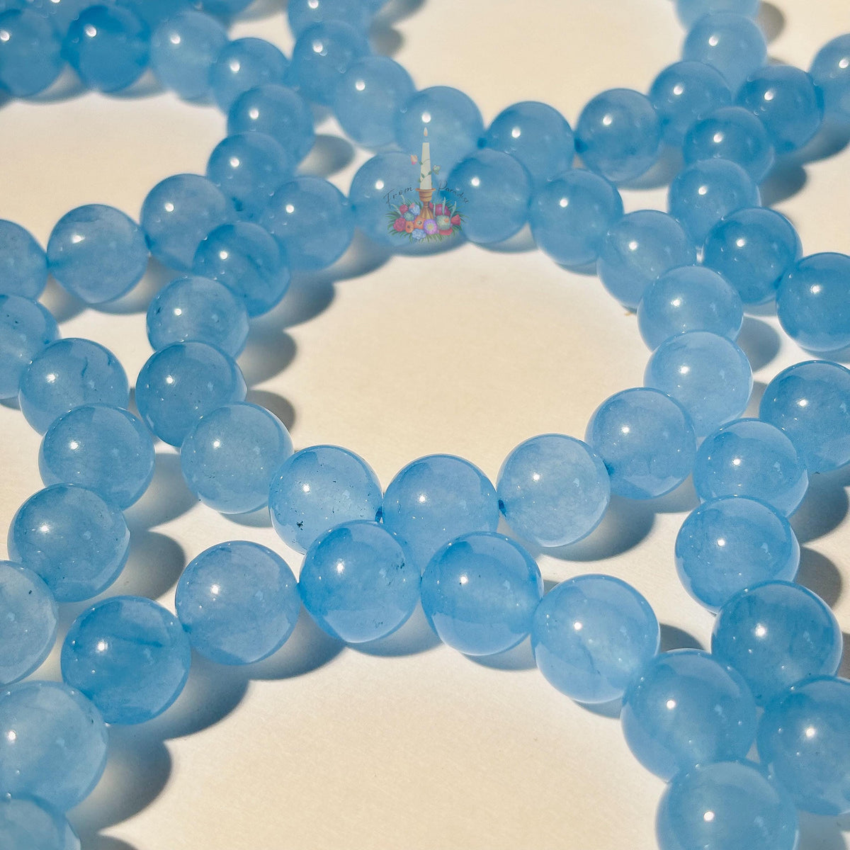 Blue Chalcedony Bracelet | Dyed Blue Chalcedony Crystal Bracelet | Light Blue Gemstone Bracelet | Beaded Jewelry