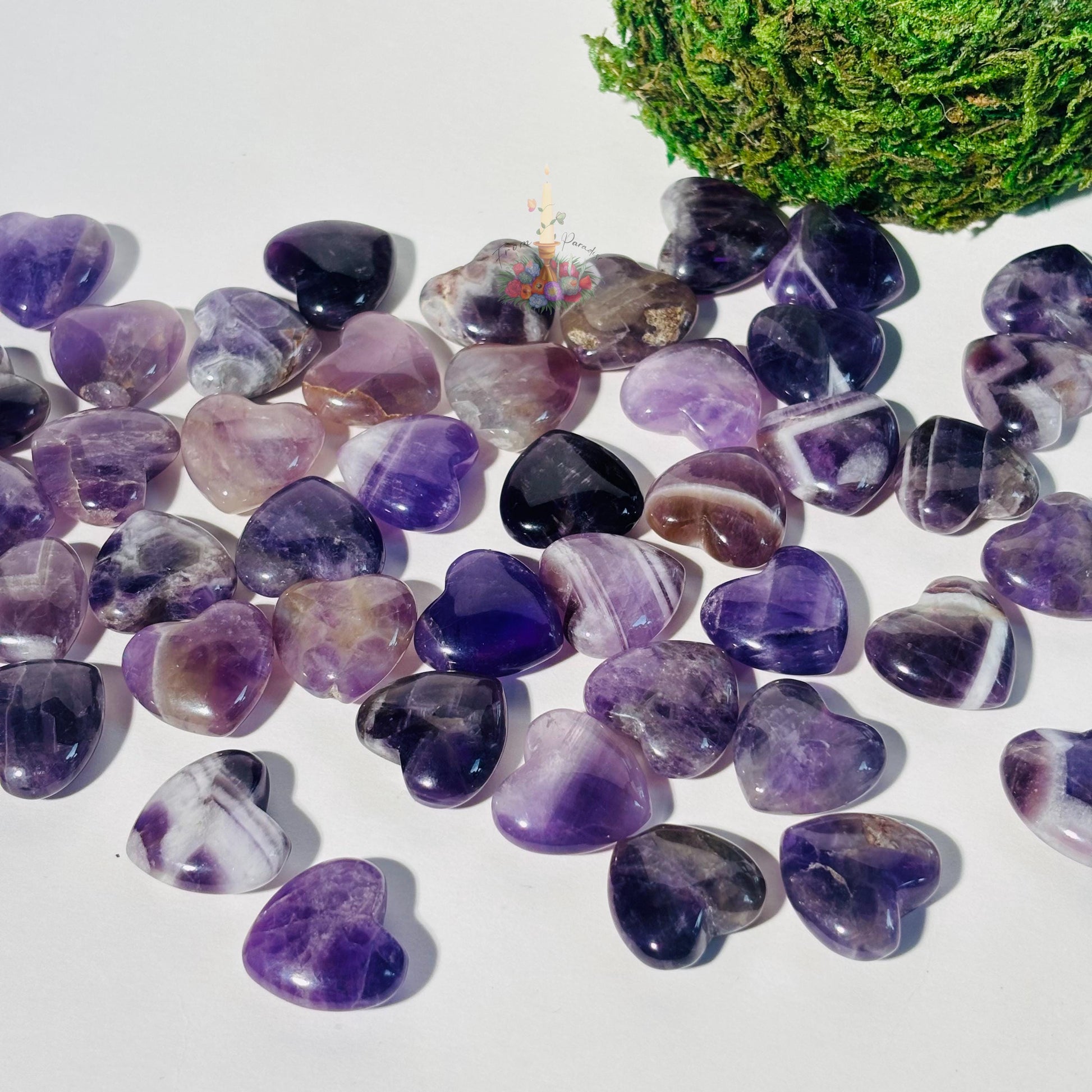 Amethyst Crystal Mini Heart | Pocket Stone | Chevron Amethyst | Dream Amethyst Carved Heart
