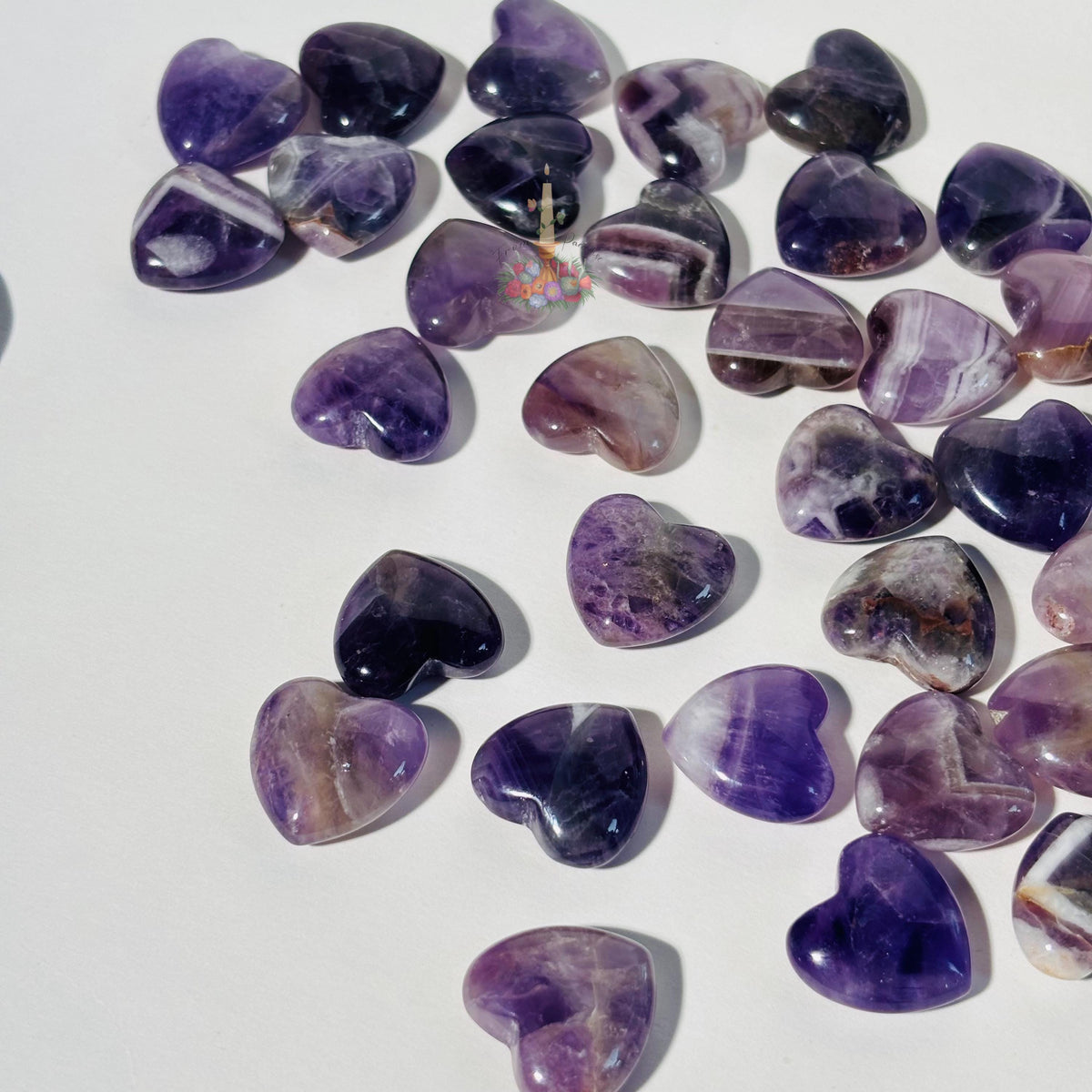 Amethyst Crystal Mini Heart | Pocket Stone | Chevron Amethyst | Dream Amethyst Carved Heart