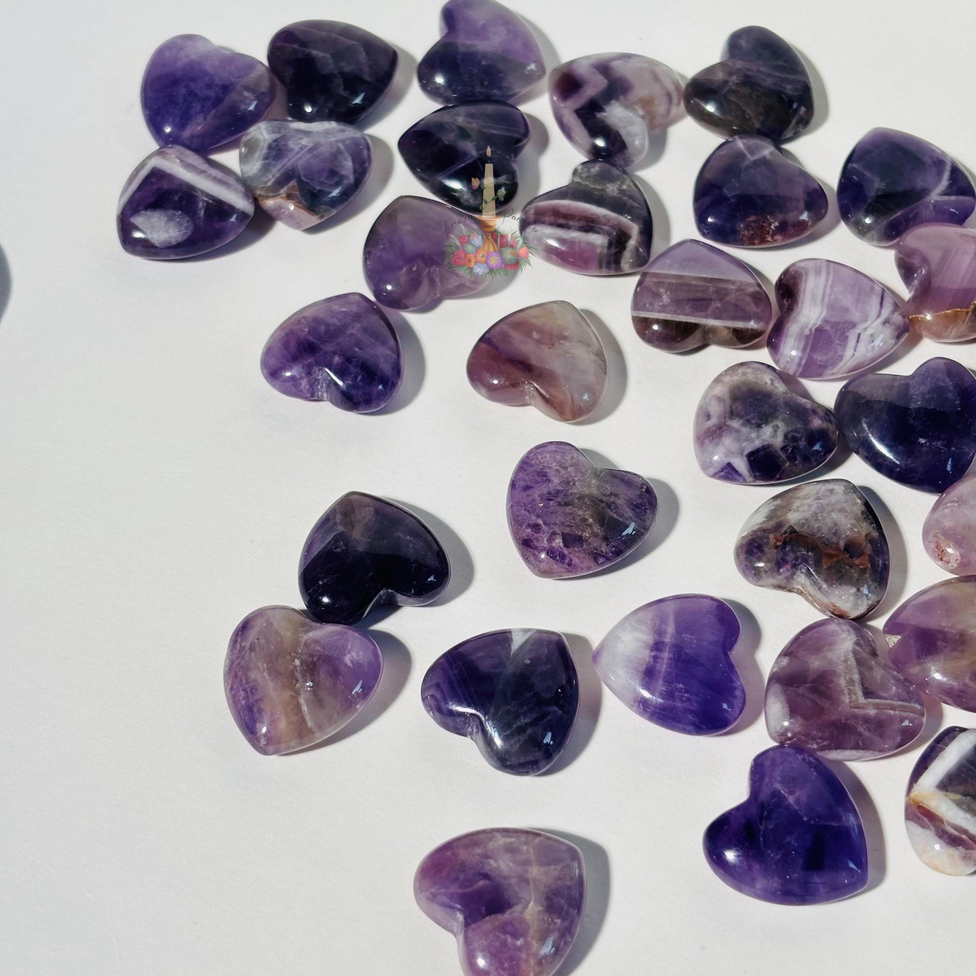 Amethyst Crystal Mini Heart | Pocket Stone | Chevron Amethyst | Dream Amethyst Carved Heart