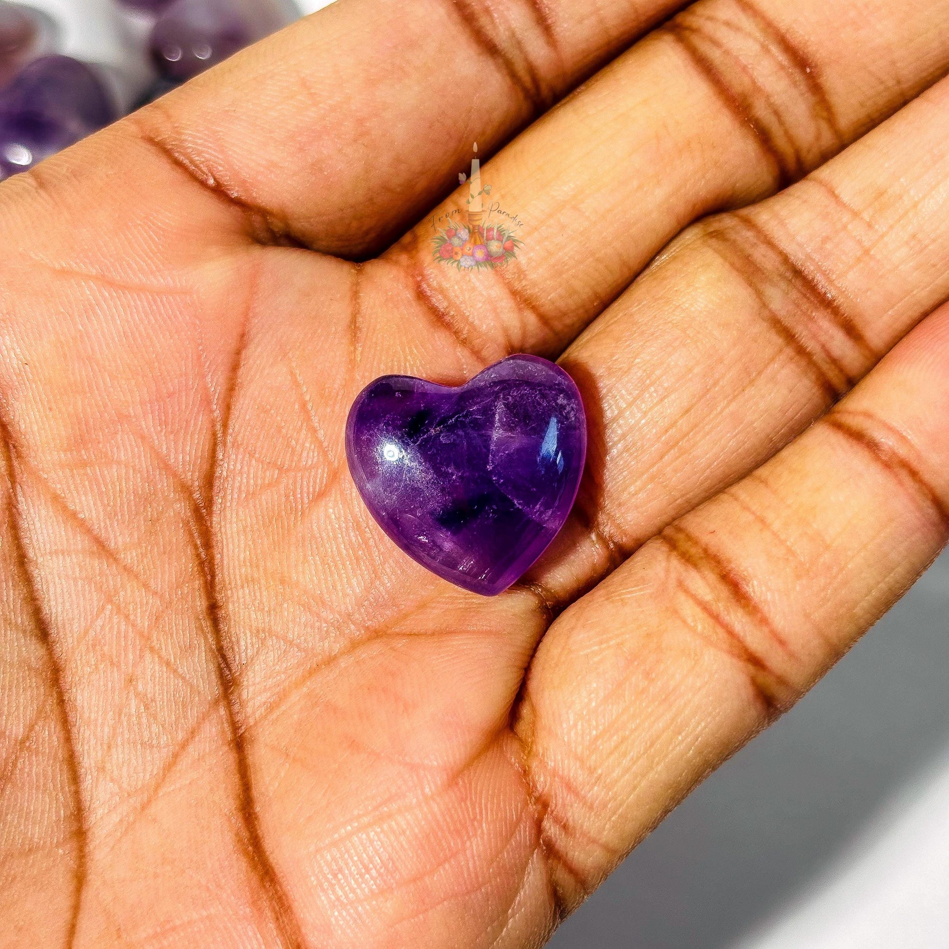 Amethyst Crystal Mini Heart | Pocket Stone | Chevron Amethyst | Dream Amethyst Carved Heart