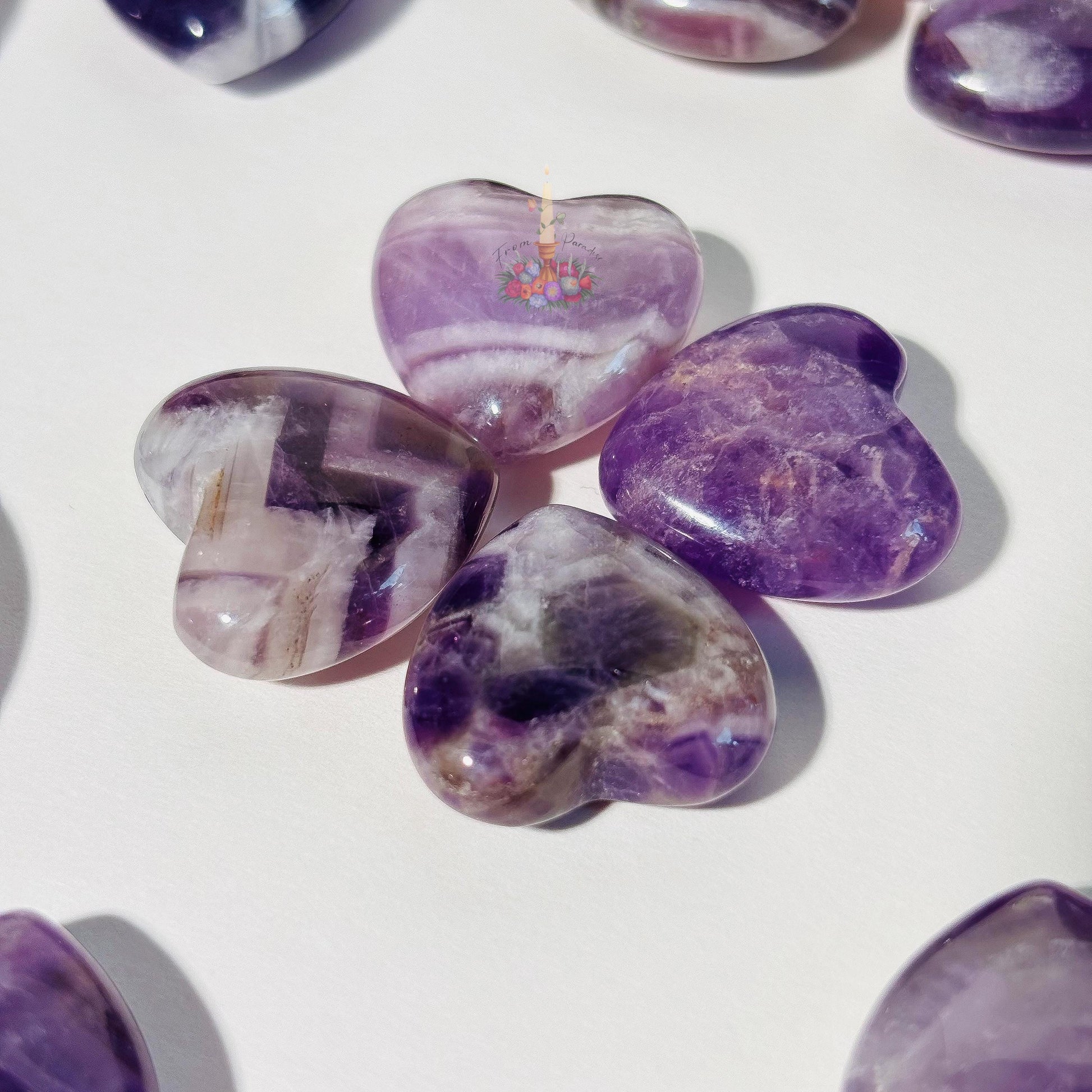 Amethyst Crystal Mini Heart | Pocket Stone | Chevron Amethyst | Dream Amethyst Carved Heart