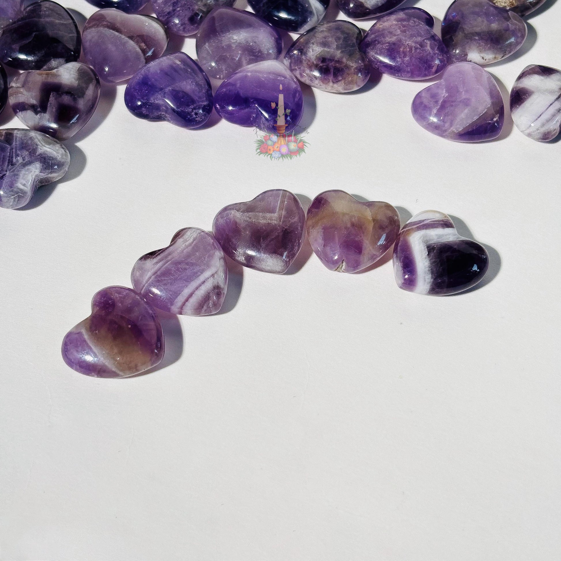 Amethyst Crystal Mini Heart | Pocket Stone | Chevron Amethyst | Dream Amethyst Carved Heart