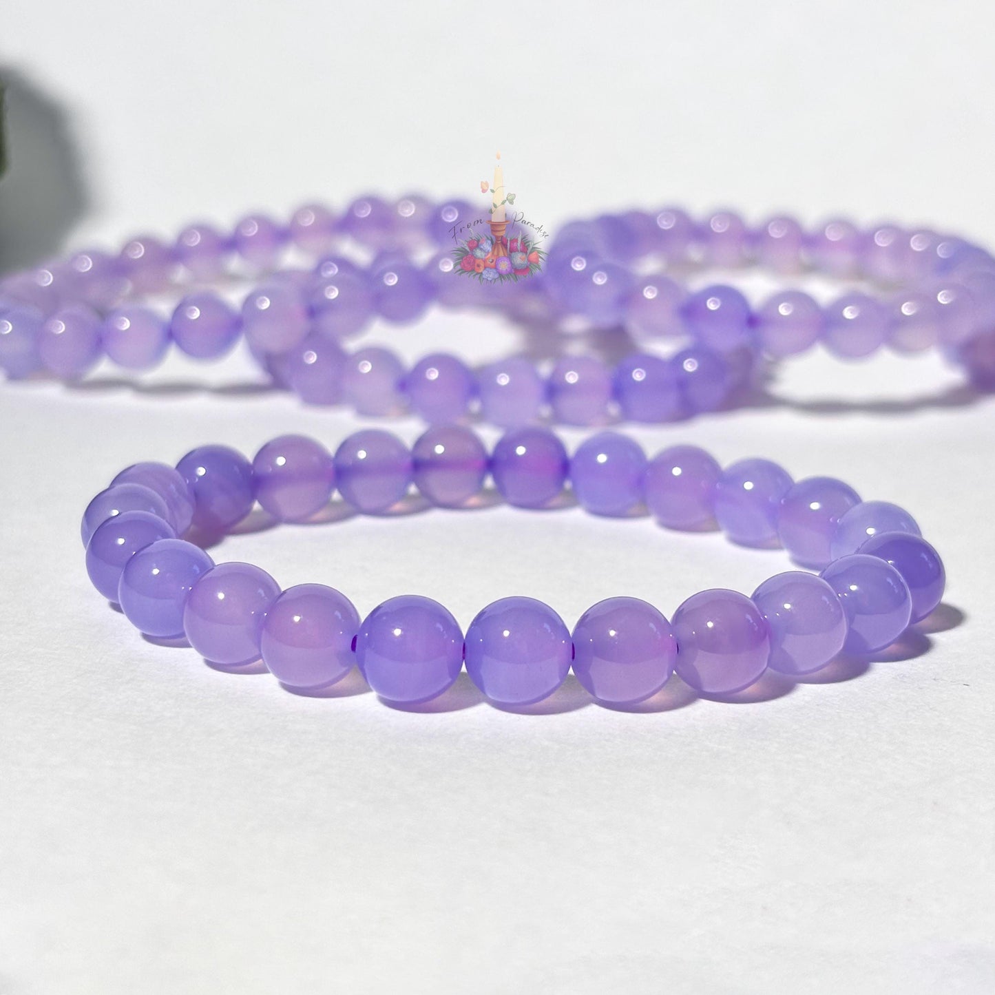 Purple Chalcedony Agate Crystal Stretch Bracelet