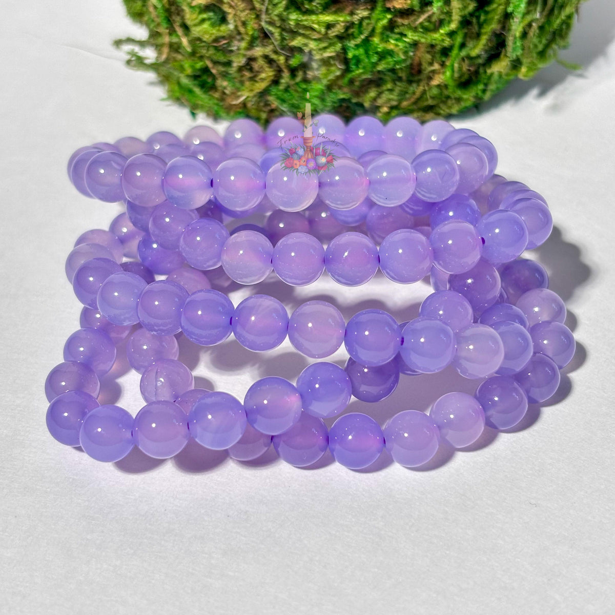 Purple Chalcedony Agate Crystal Stretch Bracelet