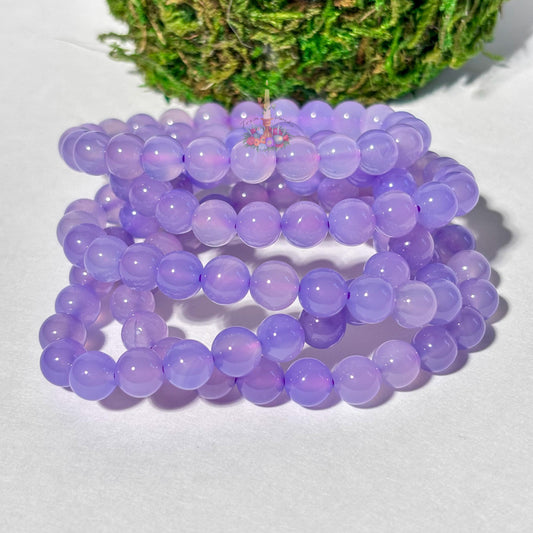 Purple Chalcedony Agate Crystal Stretch Bracelet