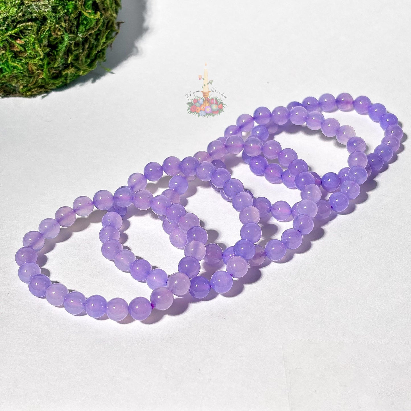 Purple Chalcedony Agate Crystal Stretch Bracelet