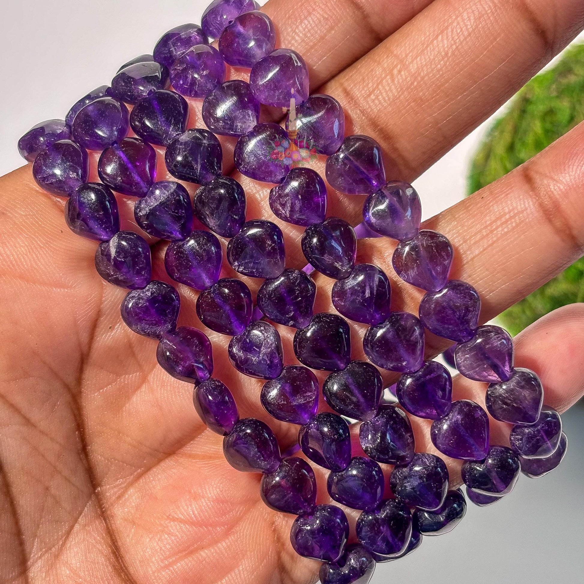 Amethyst Bracelet | Amethyst Heart Crystal Bracelet | Purple Amethyst Stretch Bracelet | Gift for Her | Stone for Emotional Balance