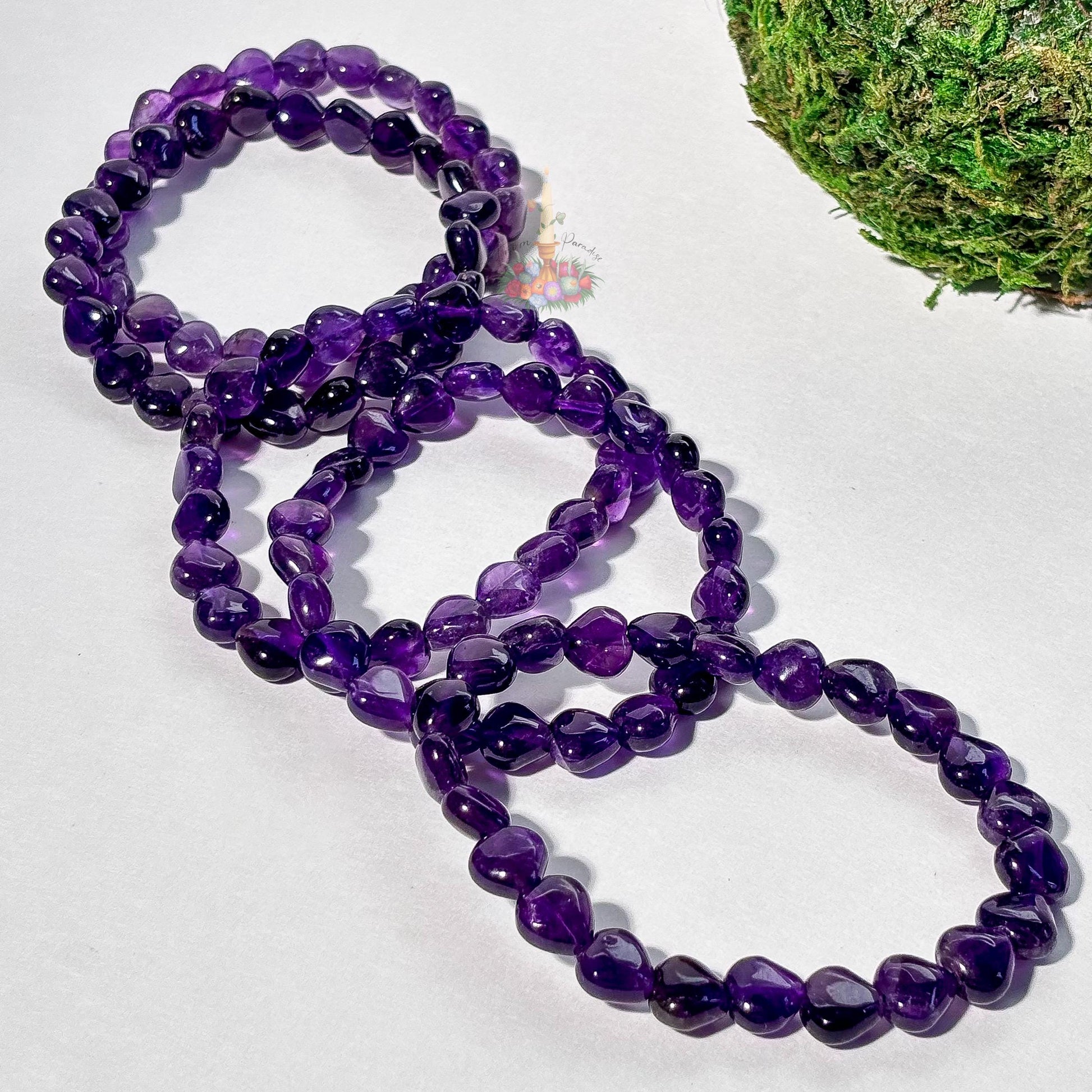 Amethyst Bracelet | Amethyst Heart Crystal Bracelet | Purple Amethyst Stretch Bracelet | Gift for Her | Stone for Emotional Balance