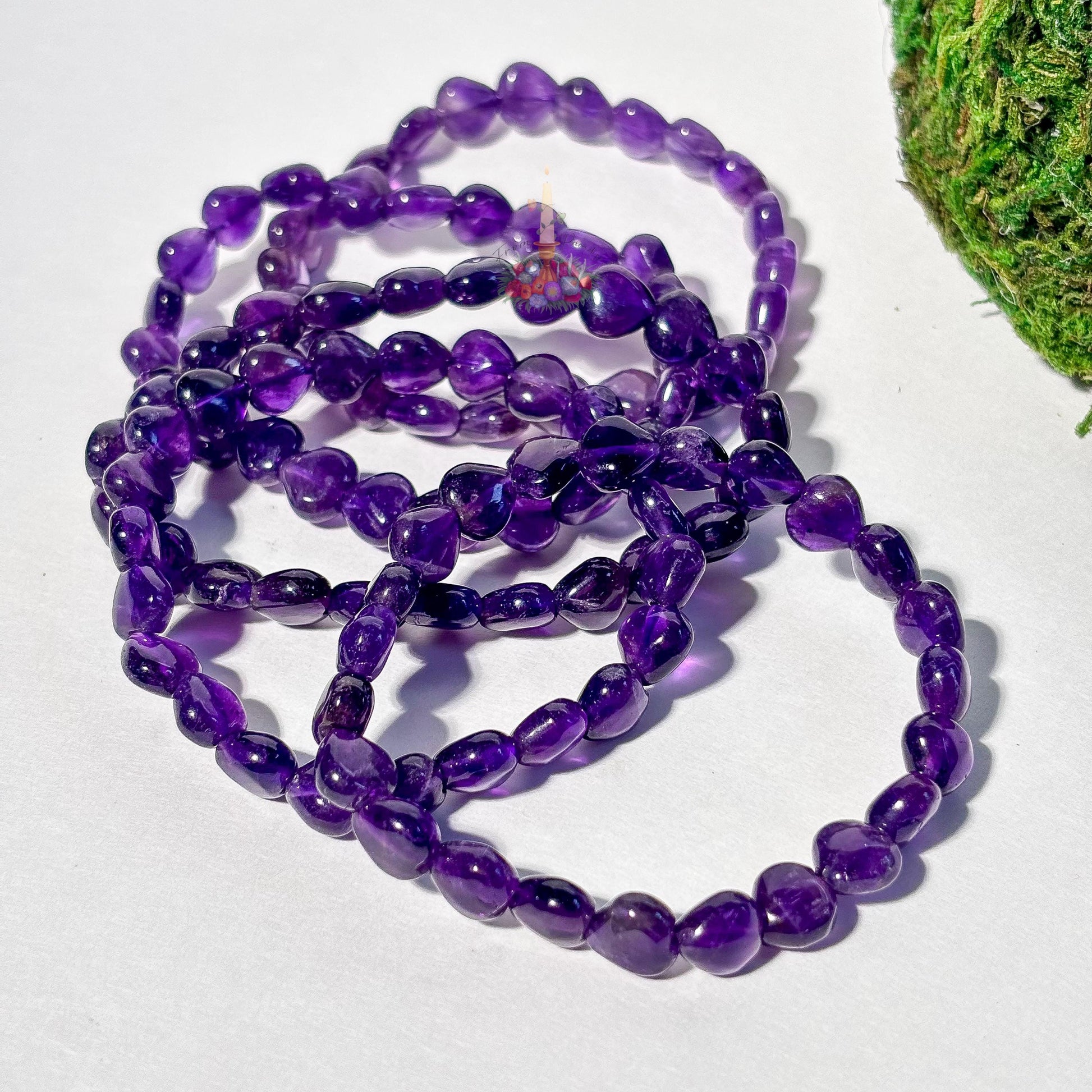 Amethyst Bracelet | Amethyst Heart Crystal Bracelet | Purple Amethyst Stretch Bracelet | Gift for Her | Stone for Emotional Balance