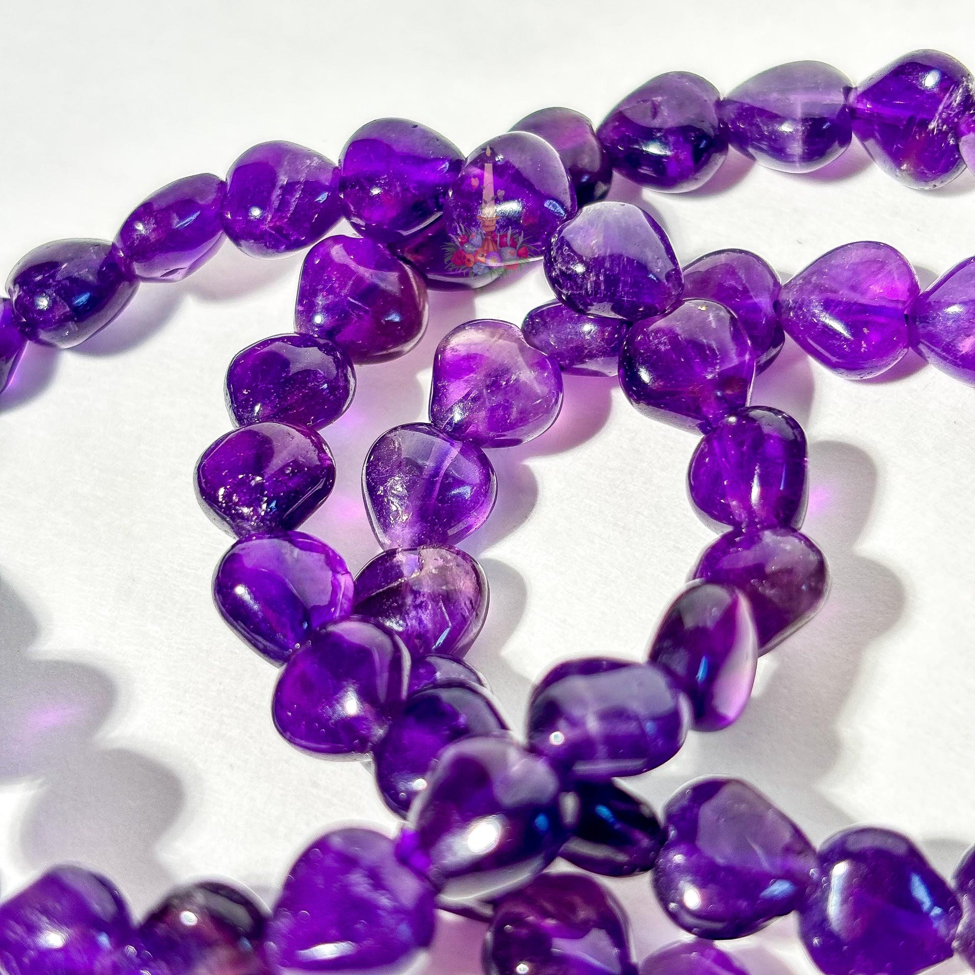 Amethyst Bracelet | Amethyst Heart Crystal Bracelet | Purple Amethyst Stretch Bracelet | Gift for Her | Stone for Emotional Balance