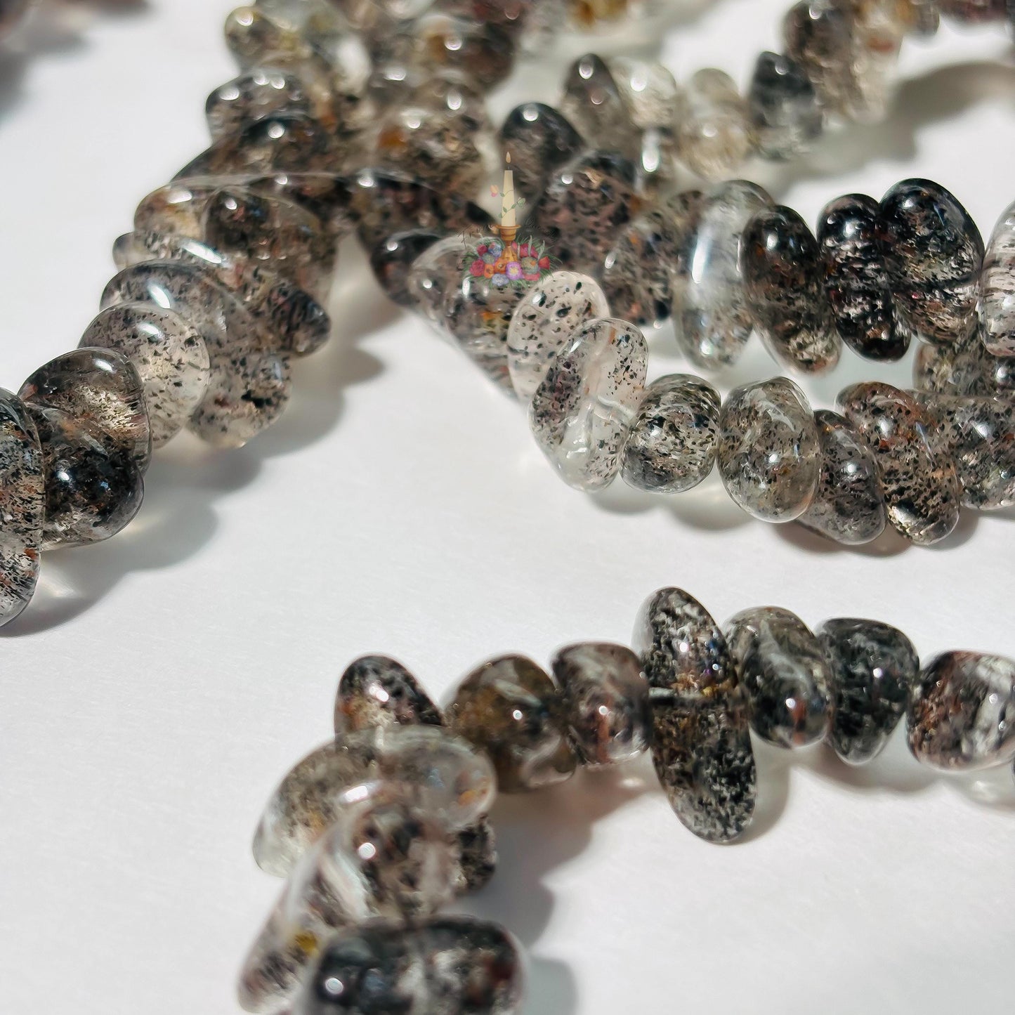 Mica In Quartz Chip Bracelet | Clear Quartz with Black Mica (Biotite) Crystal Bracelet | Stretch Bracelet | Gemstone Jewelry
