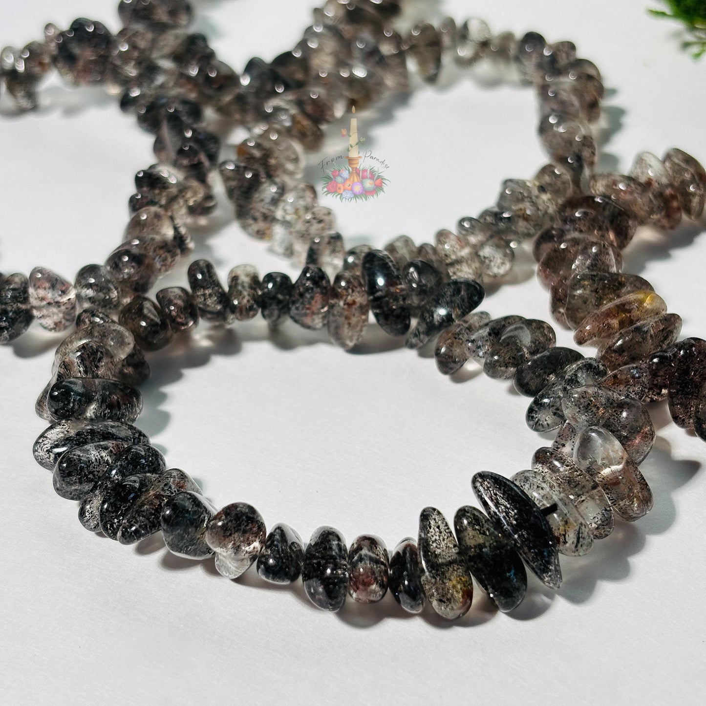 Mica In Quartz Chip Bracelet | Clear Quartz with Black Mica (Biotite) Crystal Bracelet | Stretch Bracelet | Gemstone Jewelry