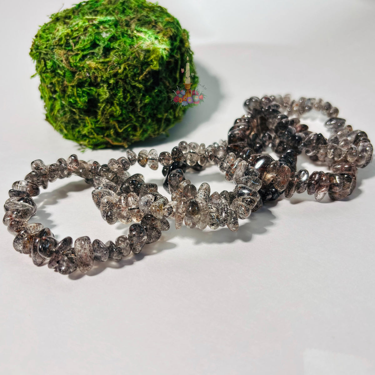 Mica In Quartz Chip Bracelet | Clear Quartz with Black Mica (Biotite) Crystal Bracelet | Stretch Bracelet | Gemstone Jewelry