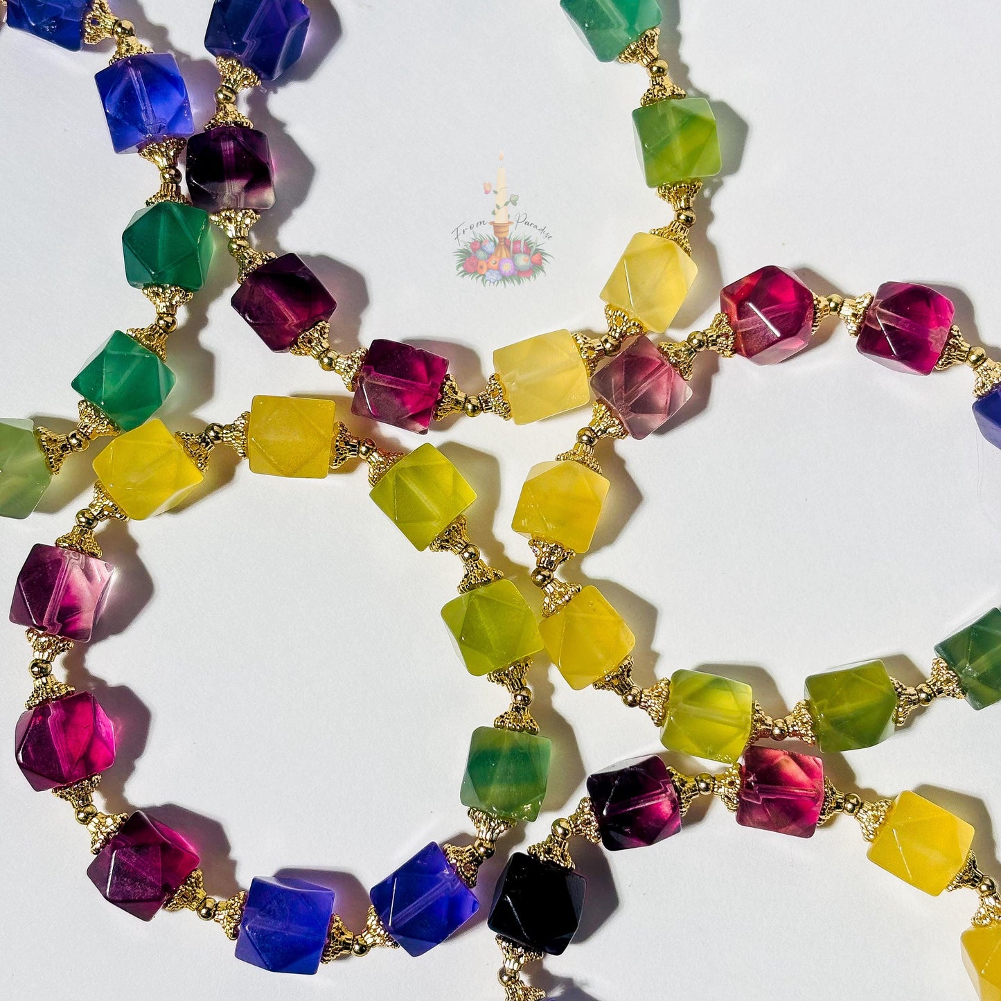 Multicolor Fluorite Bracelet with Gold Accent | Faceted Fluorite Gemstone Bracelet | Purple Green Yellow Fluorite Jewelry | Crystal Bracelet