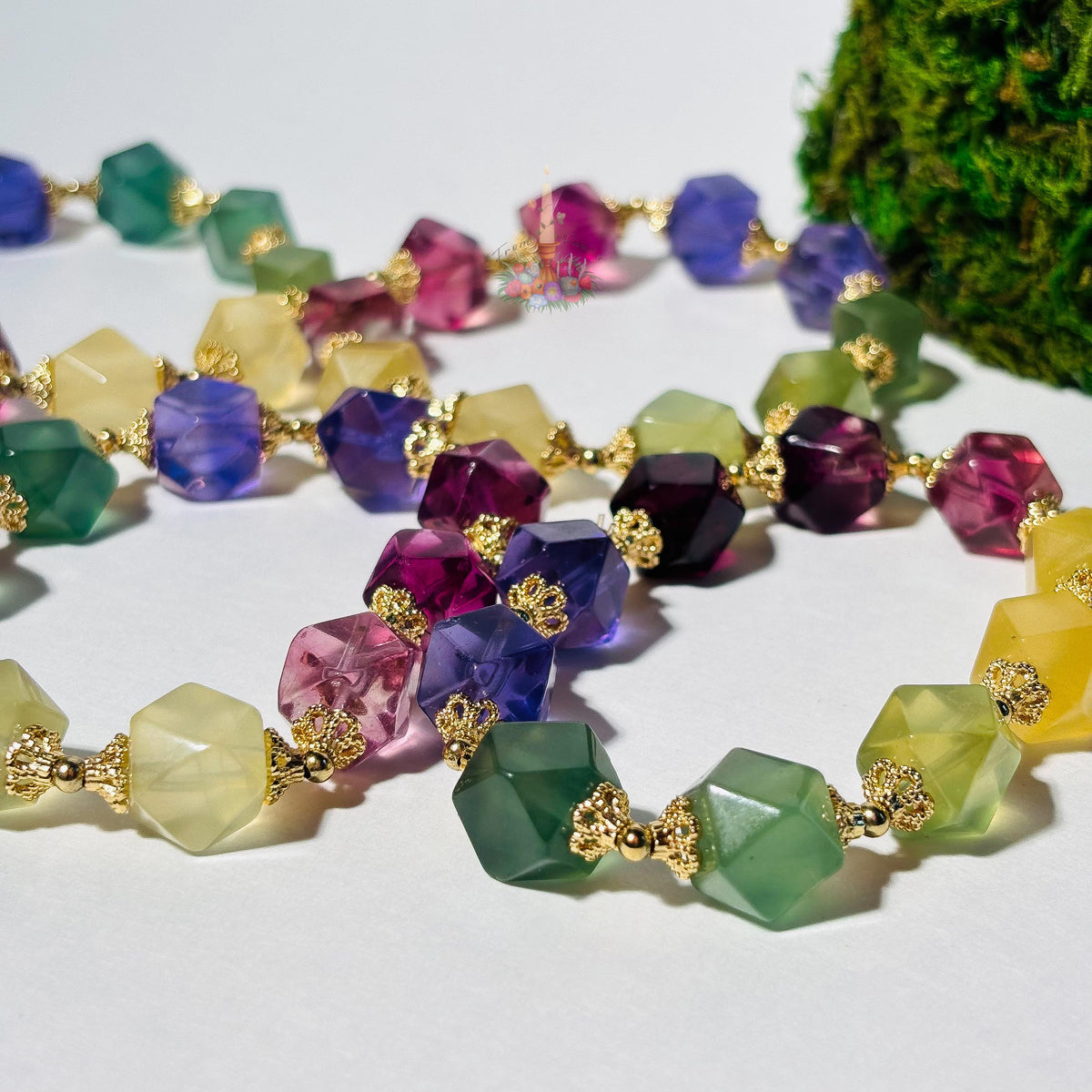 Multicolor Fluorite Bracelet with Gold Accent | Faceted Fluorite Gemstone Bracelet | Purple Green Yellow Fluorite Jewelry | Crystal Bracelet