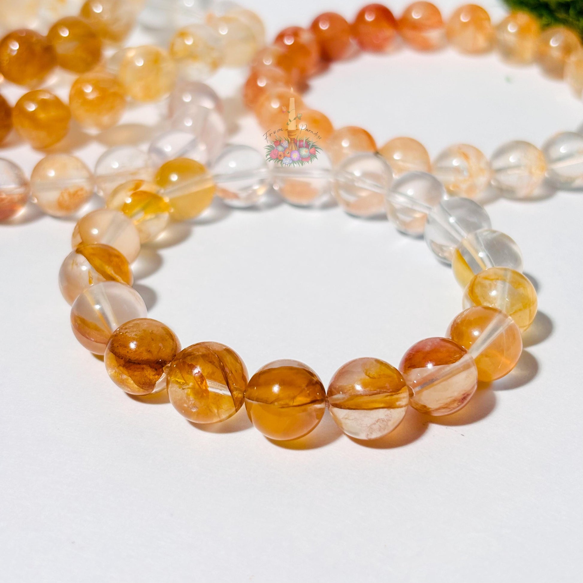 Golden Healer Bracelet Ombre Golden Healer Crystal Bracelet Handmade Jewelry Gift Yellow Hematoid Quartz Gemstone Bracelet Stretch Bracelet