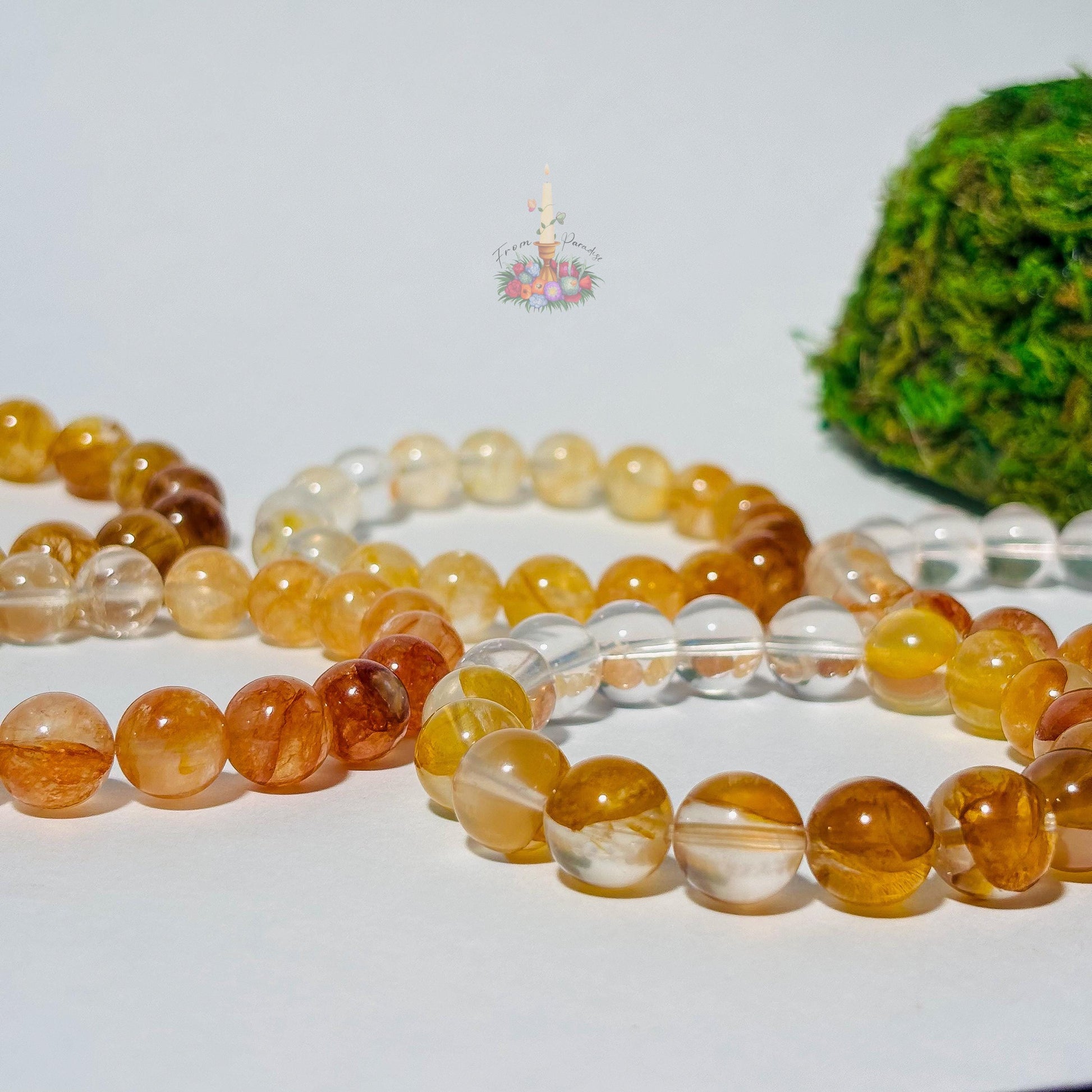 Golden Healer Bracelet Ombre Golden Healer Crystal Bracelet Handmade Jewelry Gift Yellow Hematoid Quartz Gemstone Bracelet Stretch Bracelet