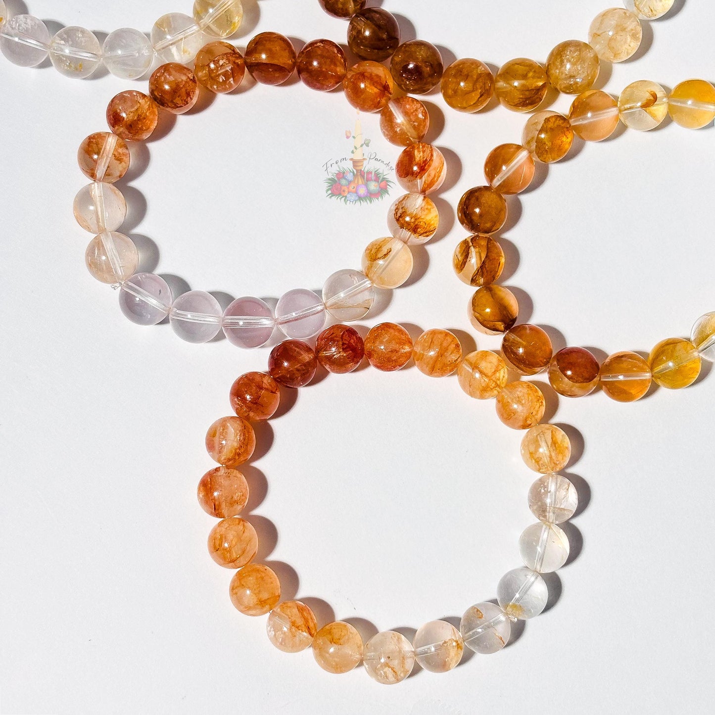 Golden Healer Bracelet Ombre Golden Healer Crystal Bracelet Handmade Jewelry Gift Yellow Hematoid Quartz Gemstone Bracelet Stretch Bracelet