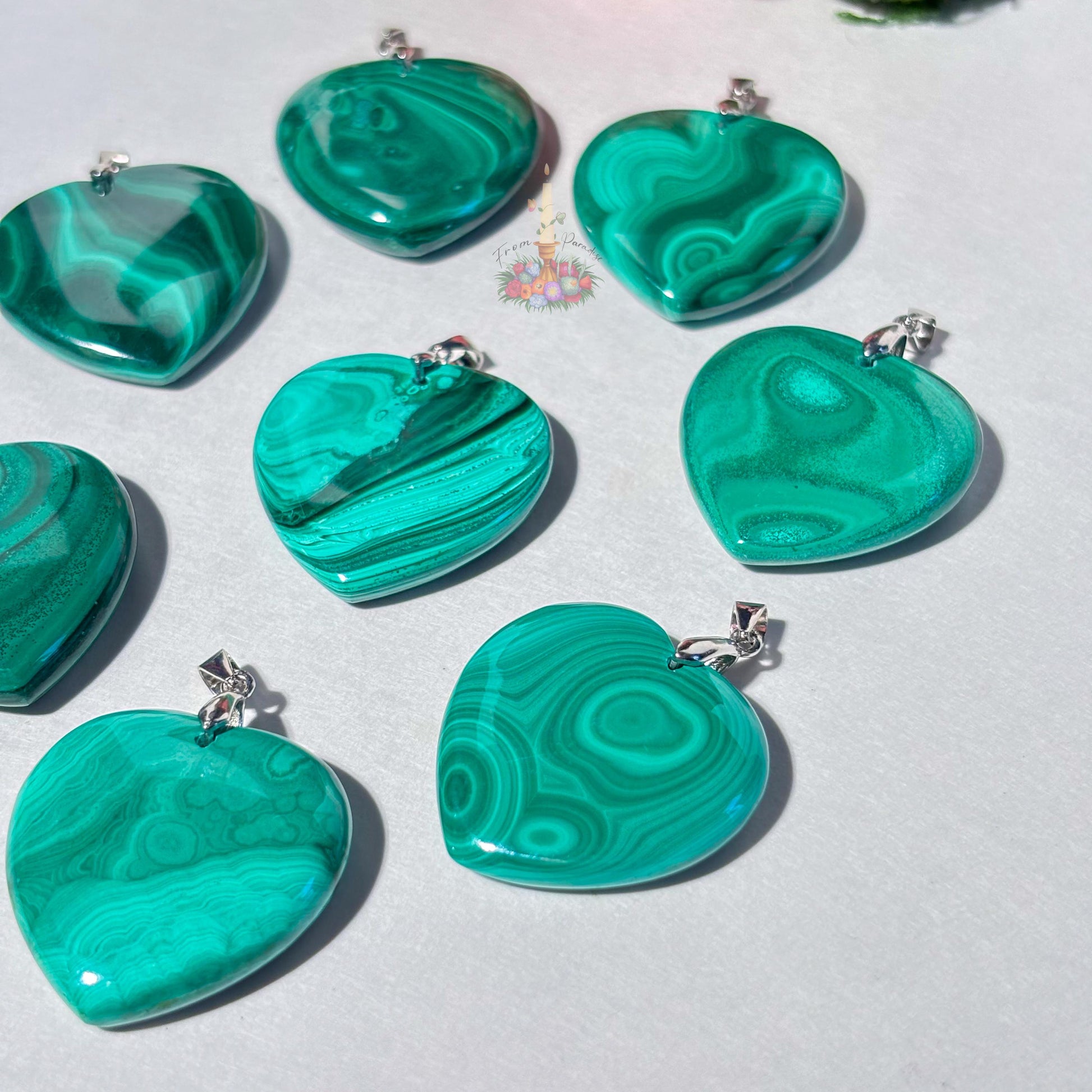 Malachite Pendant | Sterling Silver Pendant | Gemstone Jewelry | Green Malachite Pendant | Natural Malachite Heart Pendant | Crystal Jewelry