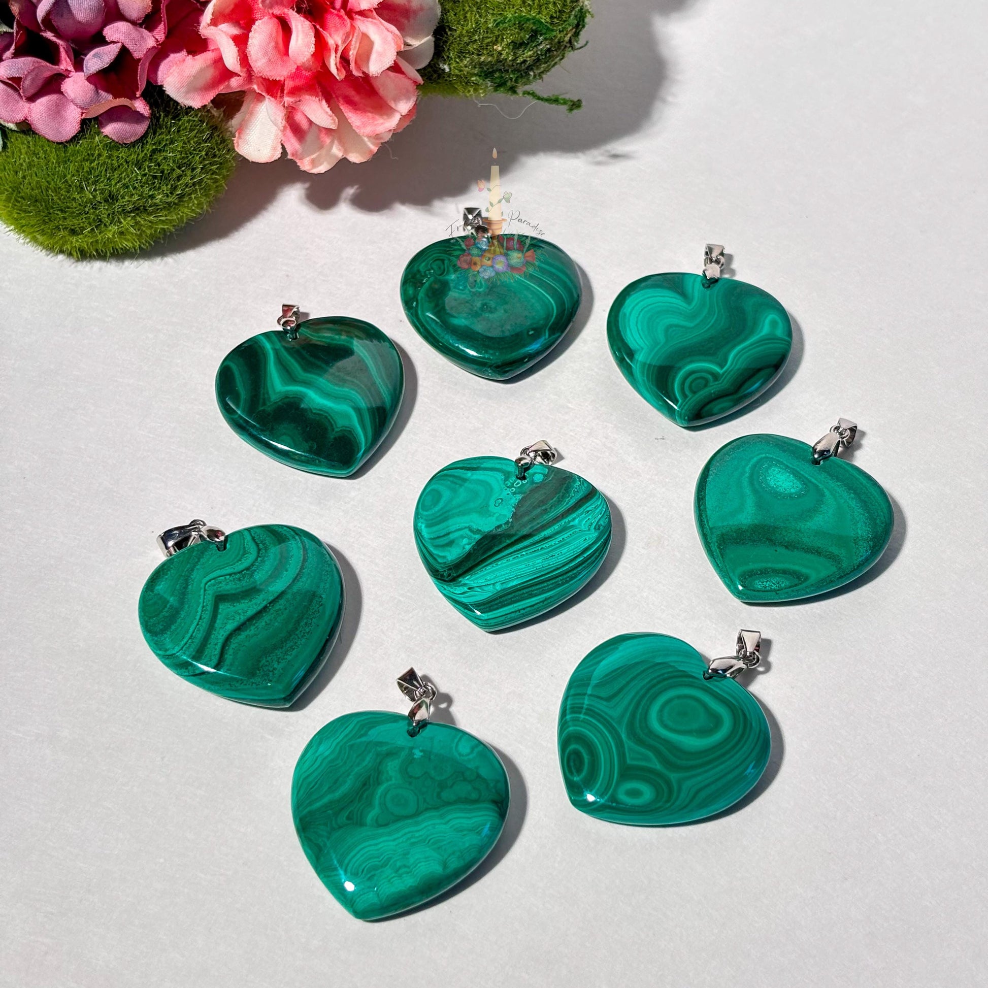 Malachite Pendant | Sterling Silver Pendant | Gemstone Jewelry | Green Malachite Pendant | Natural Malachite Heart Pendant | Crystal Jewelry