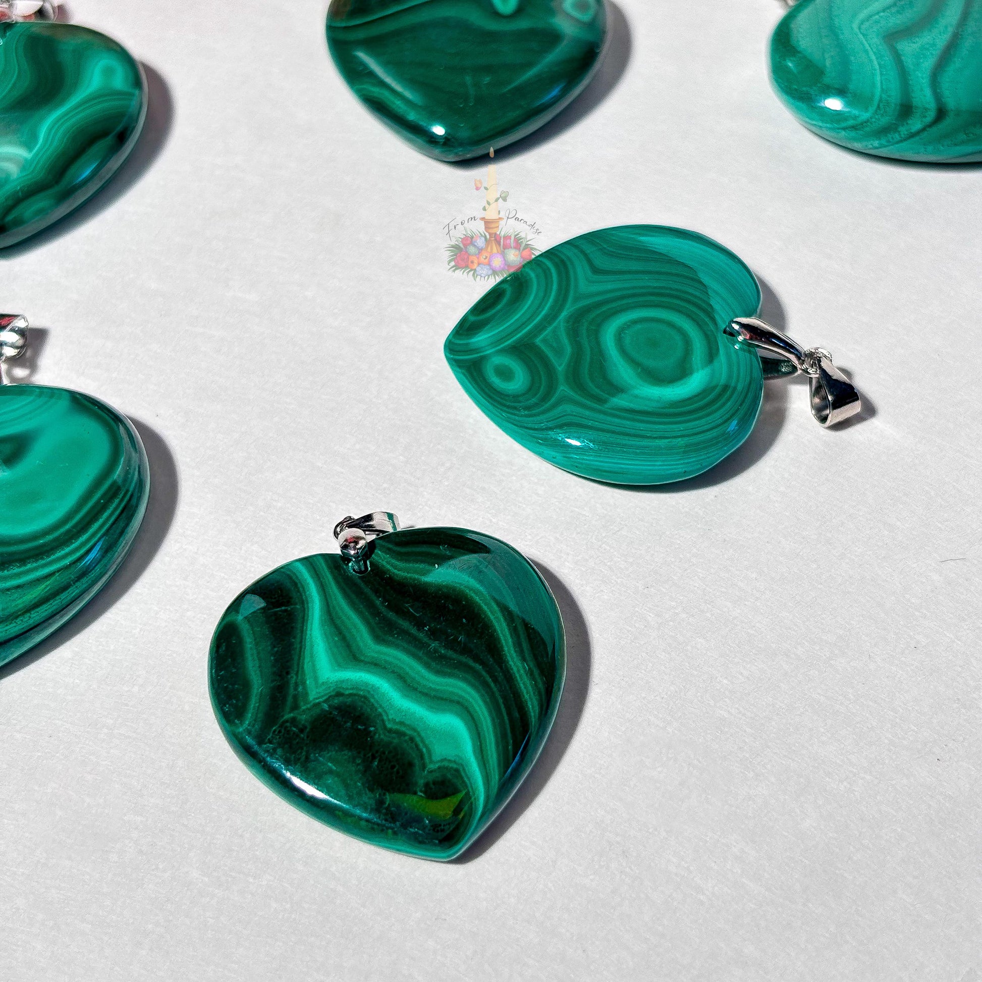 Malachite Pendant | Sterling Silver Pendant | Gemstone Jewelry | Green Malachite Pendant | Natural Malachite Heart Pendant | Crystal Jewelry