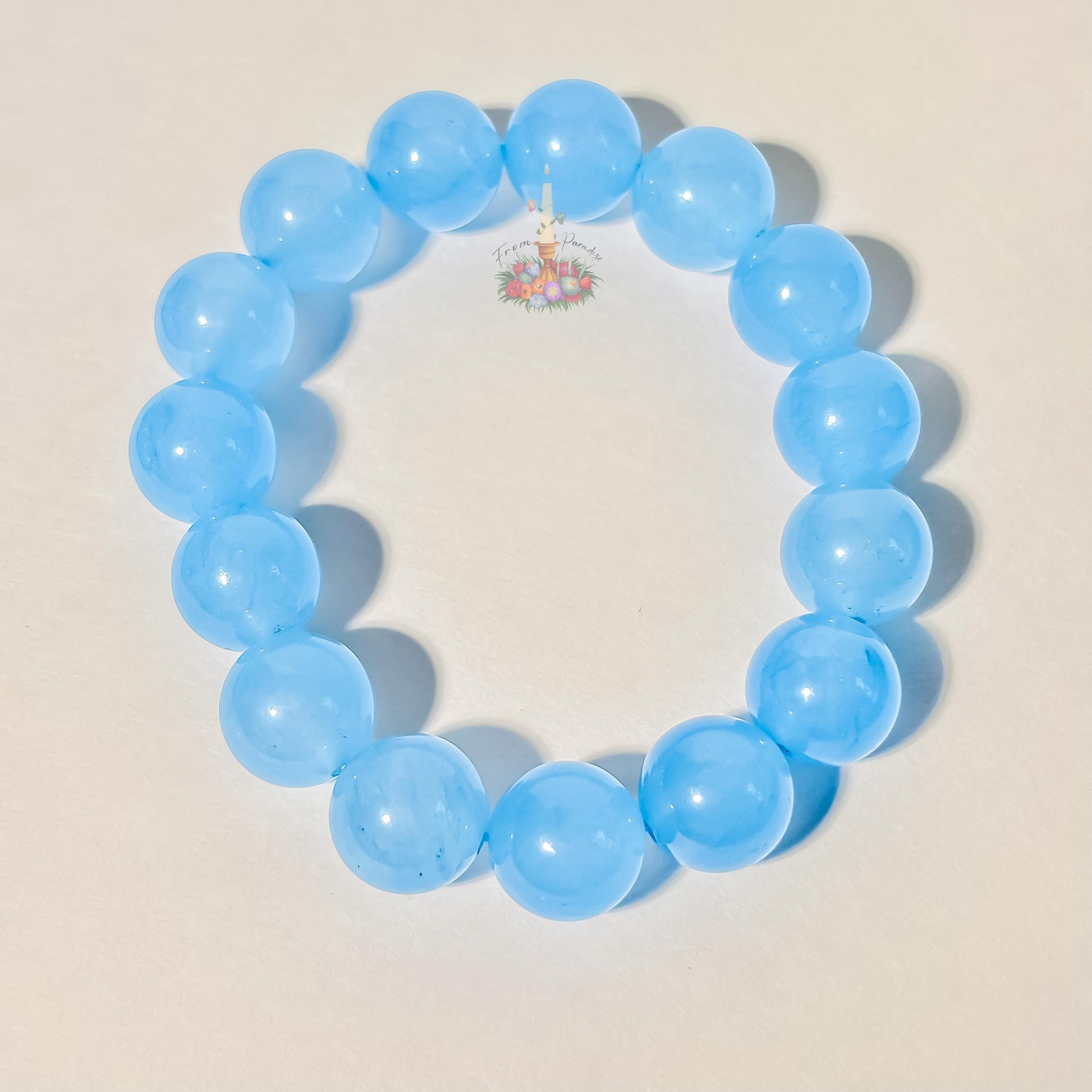 Blue Chalcedony Bracelet | Dyed Blue Chalcedony Crystal Bracelet | Light Blue Gemstone Bracelet | Beaded Jewelry