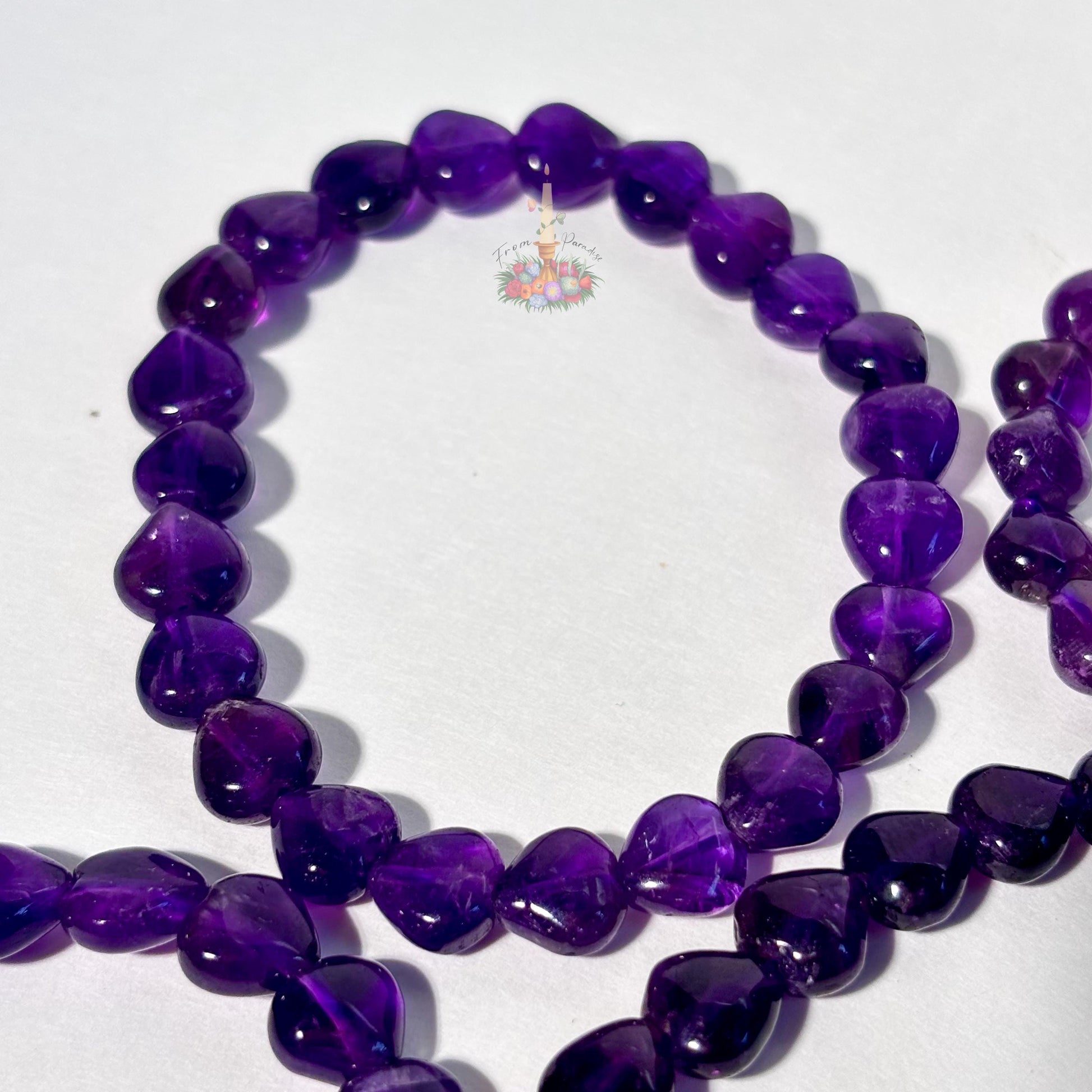 Amethyst Bracelet | Amethyst Heart Crystal Bracelet | Purple Amethyst Stretch Bracelet | Gift for Her | Stone for Emotional Balance