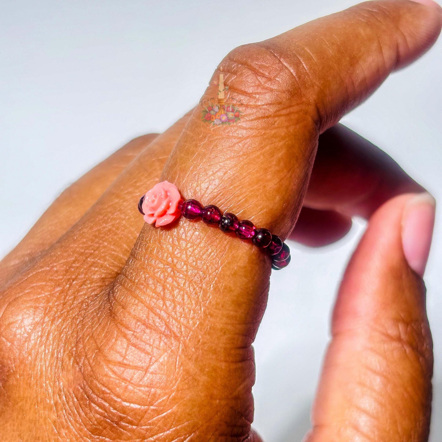 Purple Garnet Beaded Ring