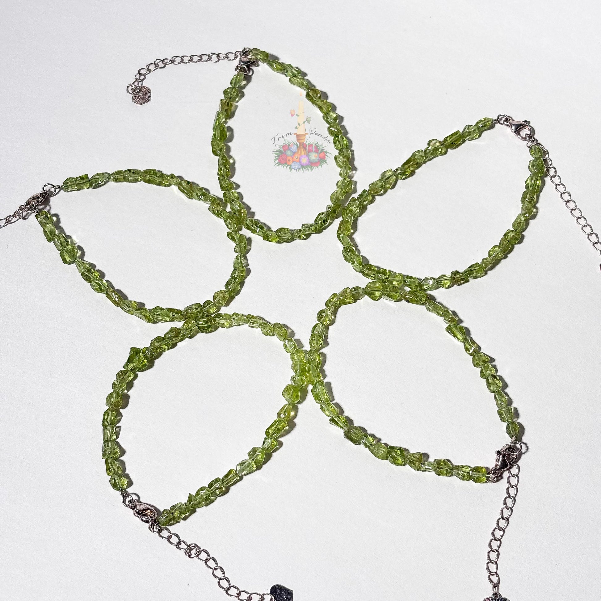 Peridot Adjustable Crystal Chip Bracelet
