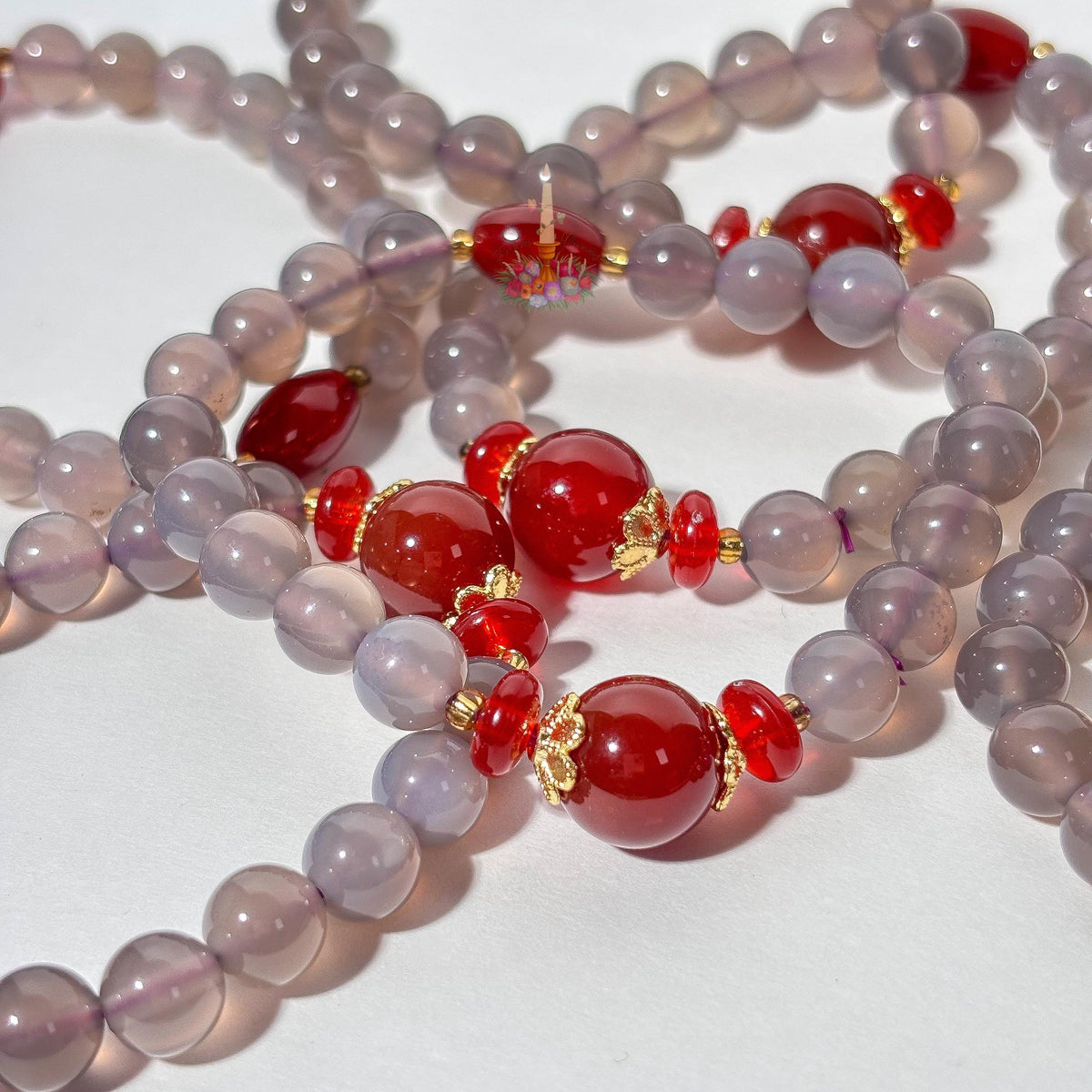Red Agate Purple Agate Artisan Bracelet
