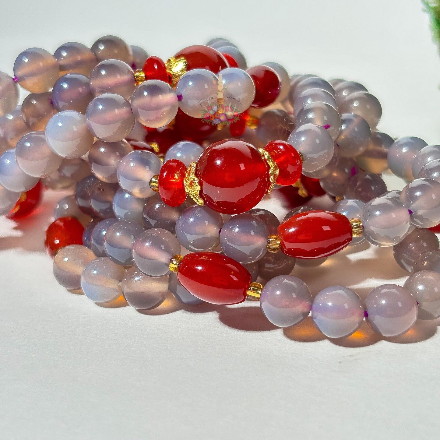 Red Agate Purple Agate Artisan Bracelet