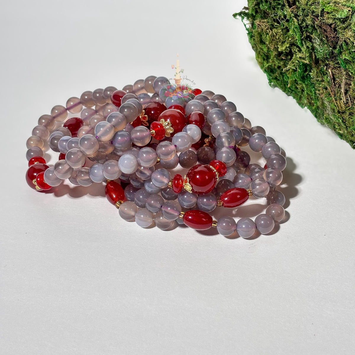 Red Agate Purple Agate Artisan Bracelet