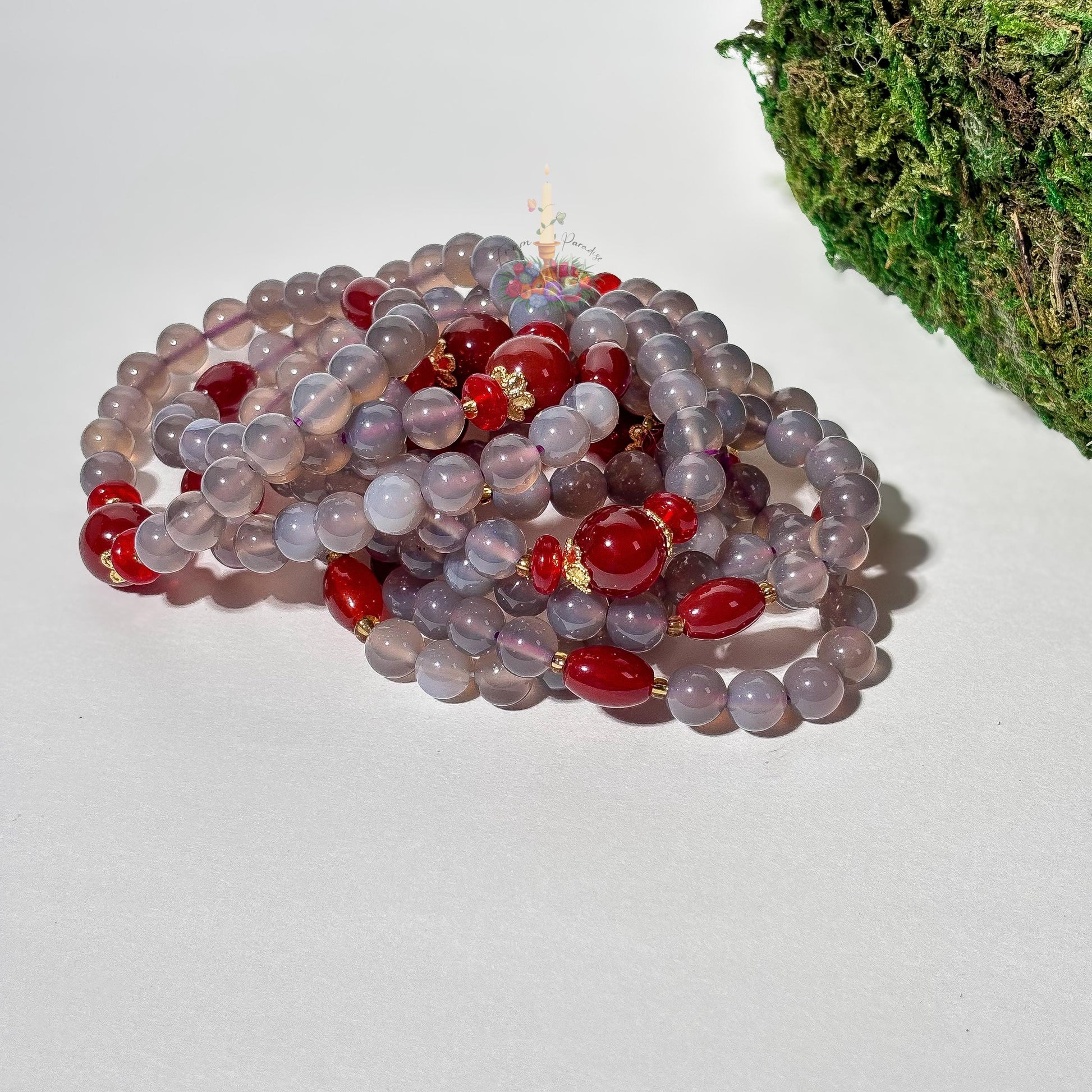 Red Agate Purple Agate Artisan Bracelet