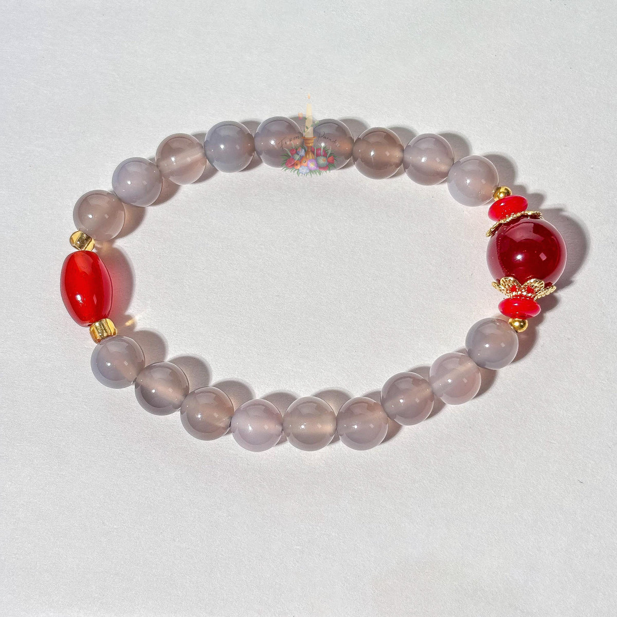 Red Agate Purple Agate Artisan Bracelet