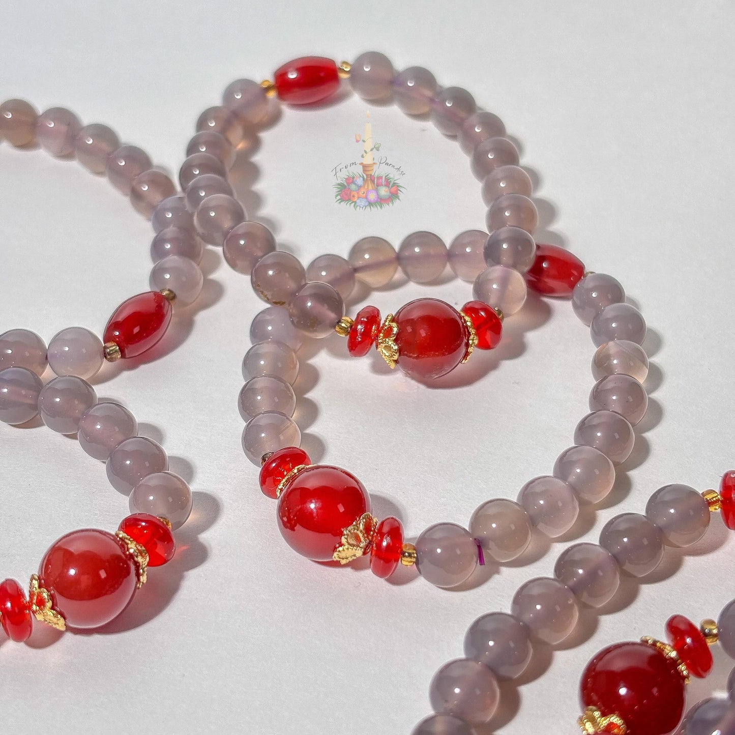 Red Agate Purple Agate Artisan Bracelet