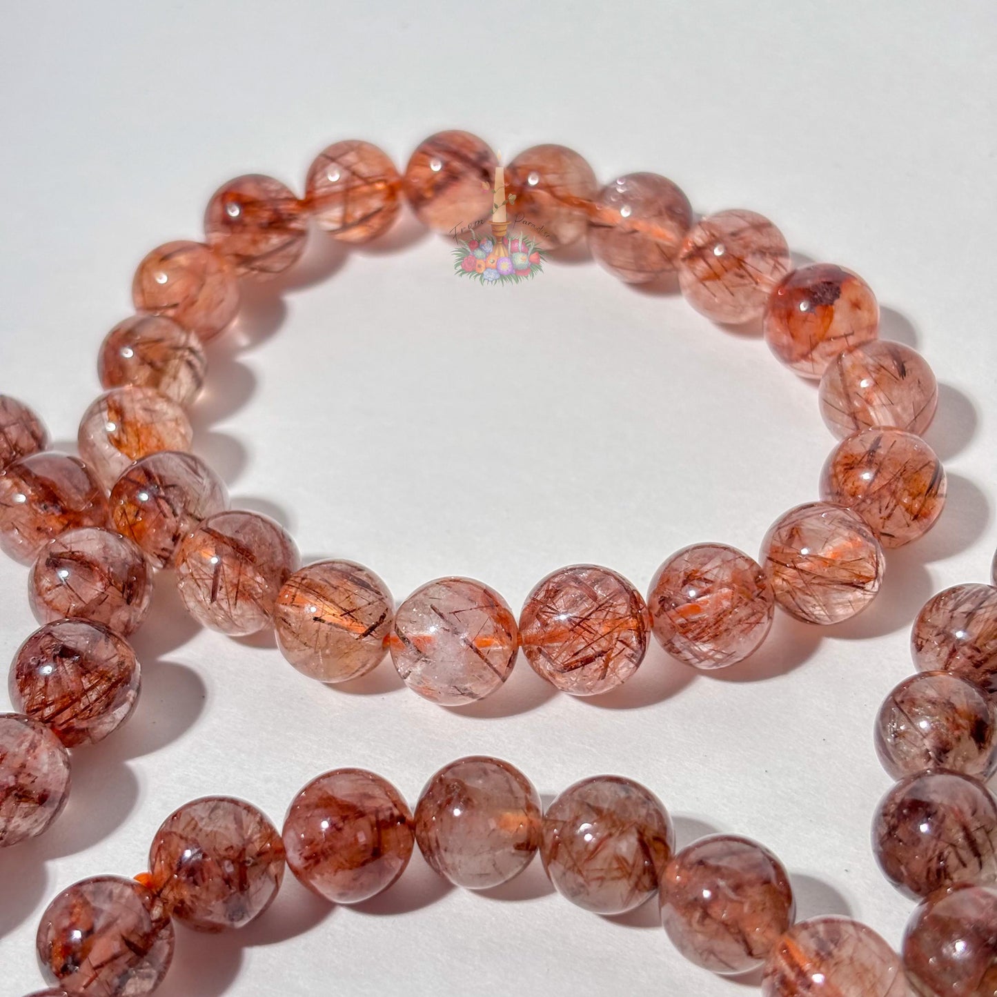 Copper Rutile Quartz Crystal Stretch Bracelet: Stone for Motivation and Energetic Movement
