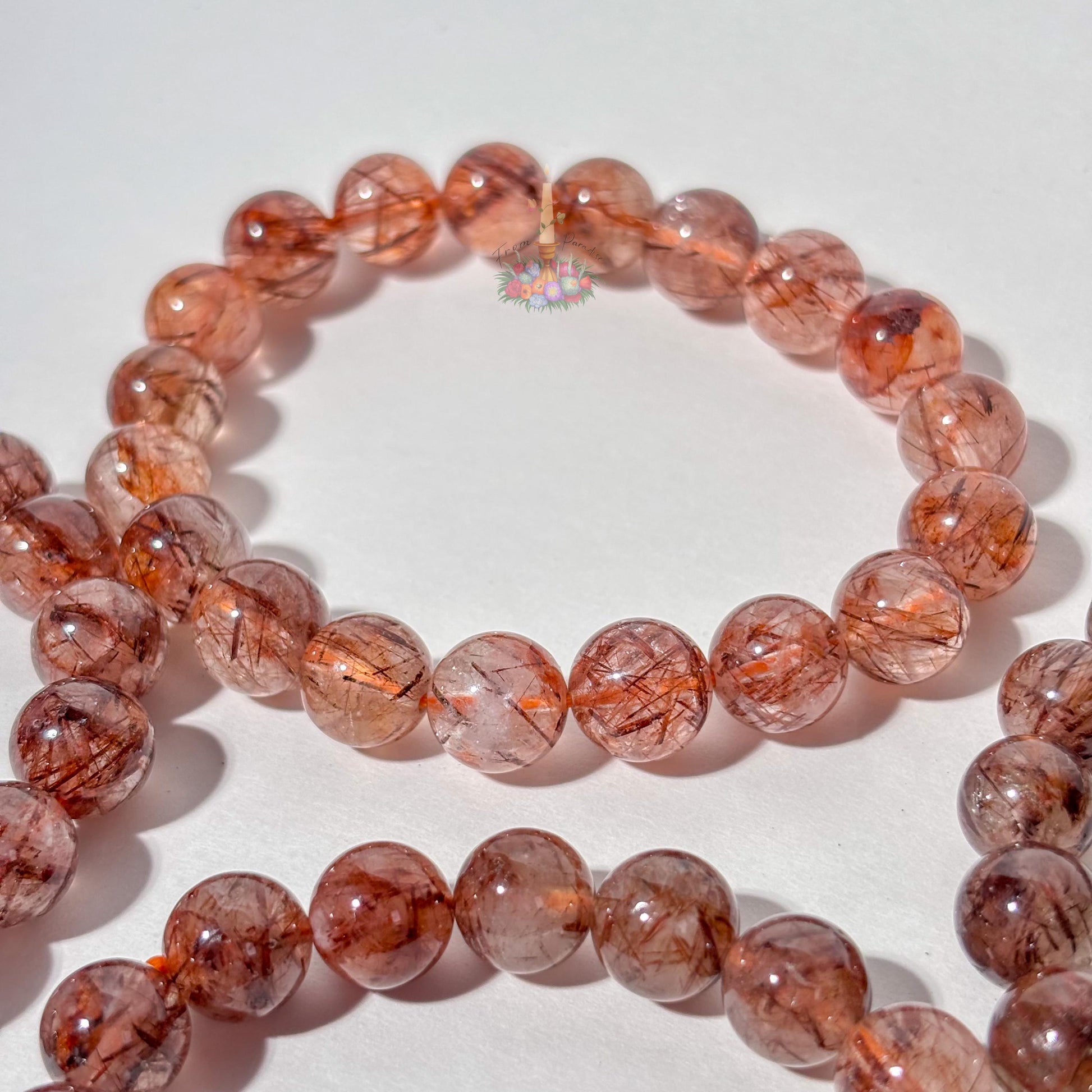 Copper Rutile Quartz Crystal Stretch Bracelet: Stone for Motivation and Energetic Movement