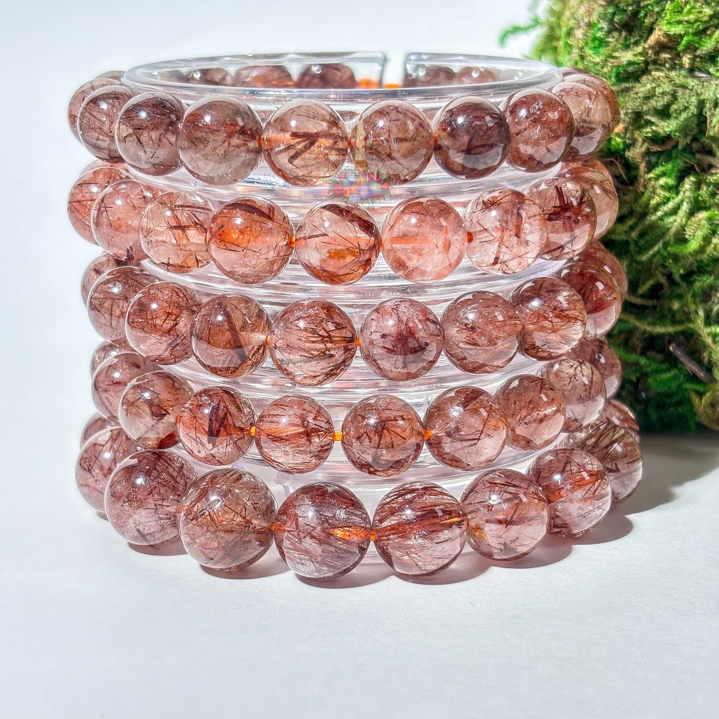 Copper Rutile Quartz Crystal Stretch Bracelet: Stone for Motivation and Energetic Movement