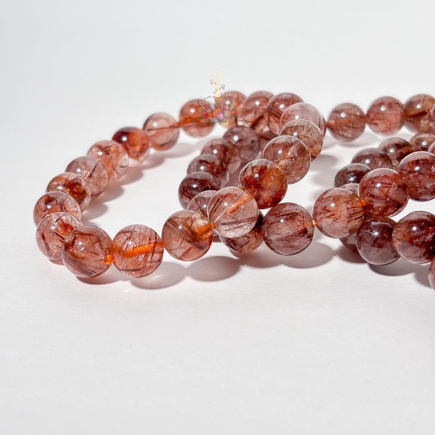 Copper Rutile Quartz Crystal Stretch Bracelet: Stone for Motivation and Energetic Movement