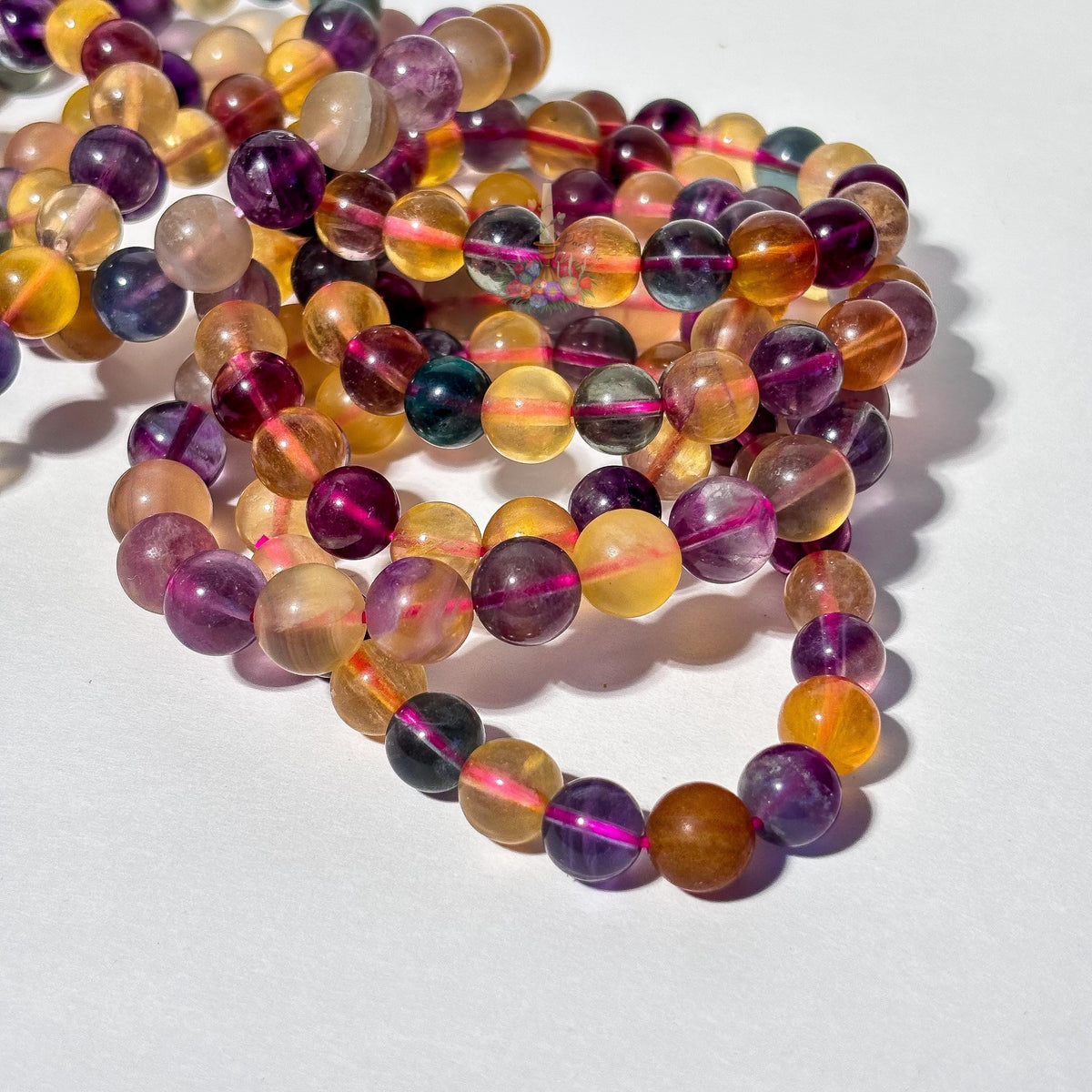 Rainbow Fluorite Crystal Stretch Bracelet, Stone for Focus, 9mm 10mm 19mm