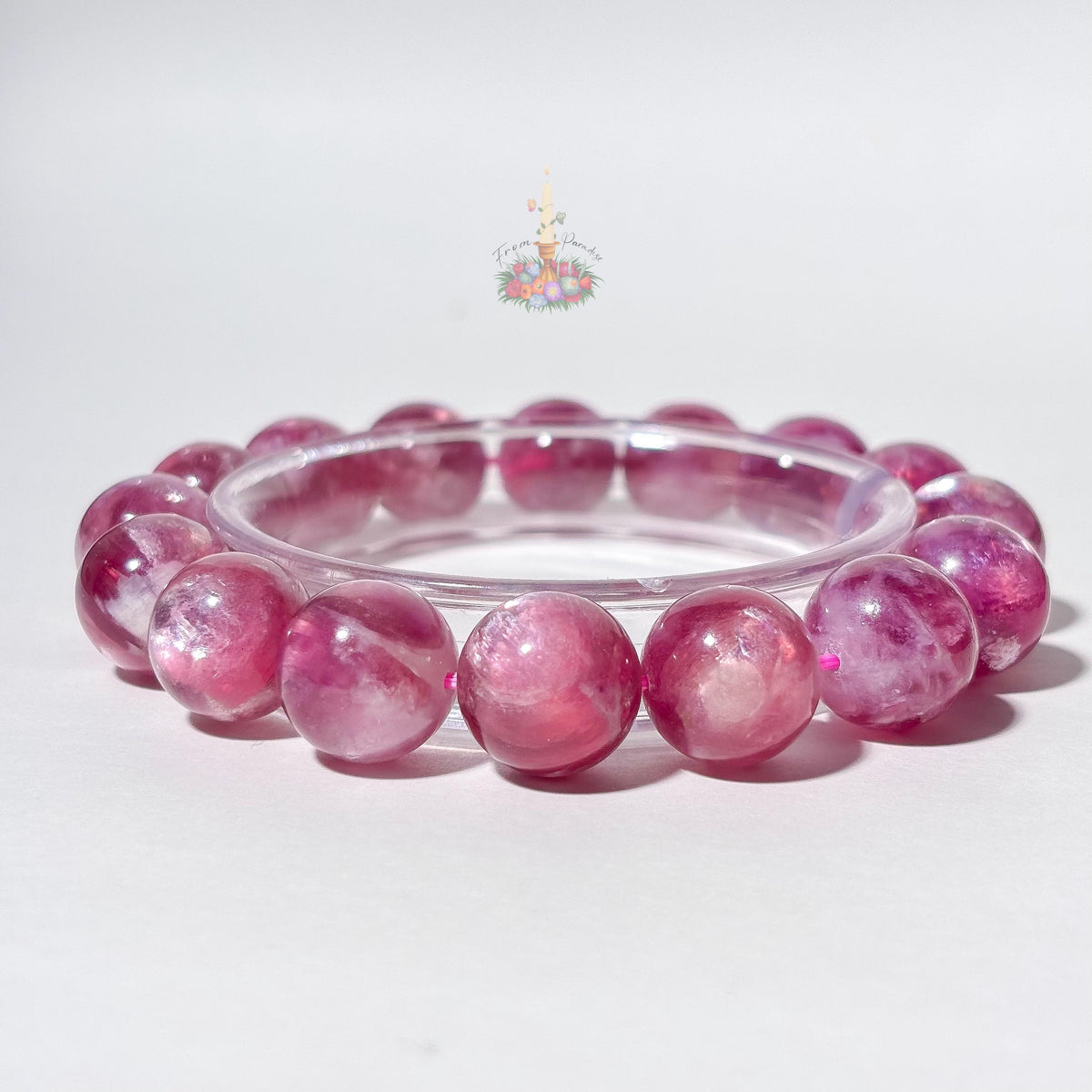 Purple Mica Lepidolite Crystal Stretch Bracelet, Mica in Quartz Crystal Bracelet, Lepidolite Mica in Clear Quartz Bracelet, 13mm