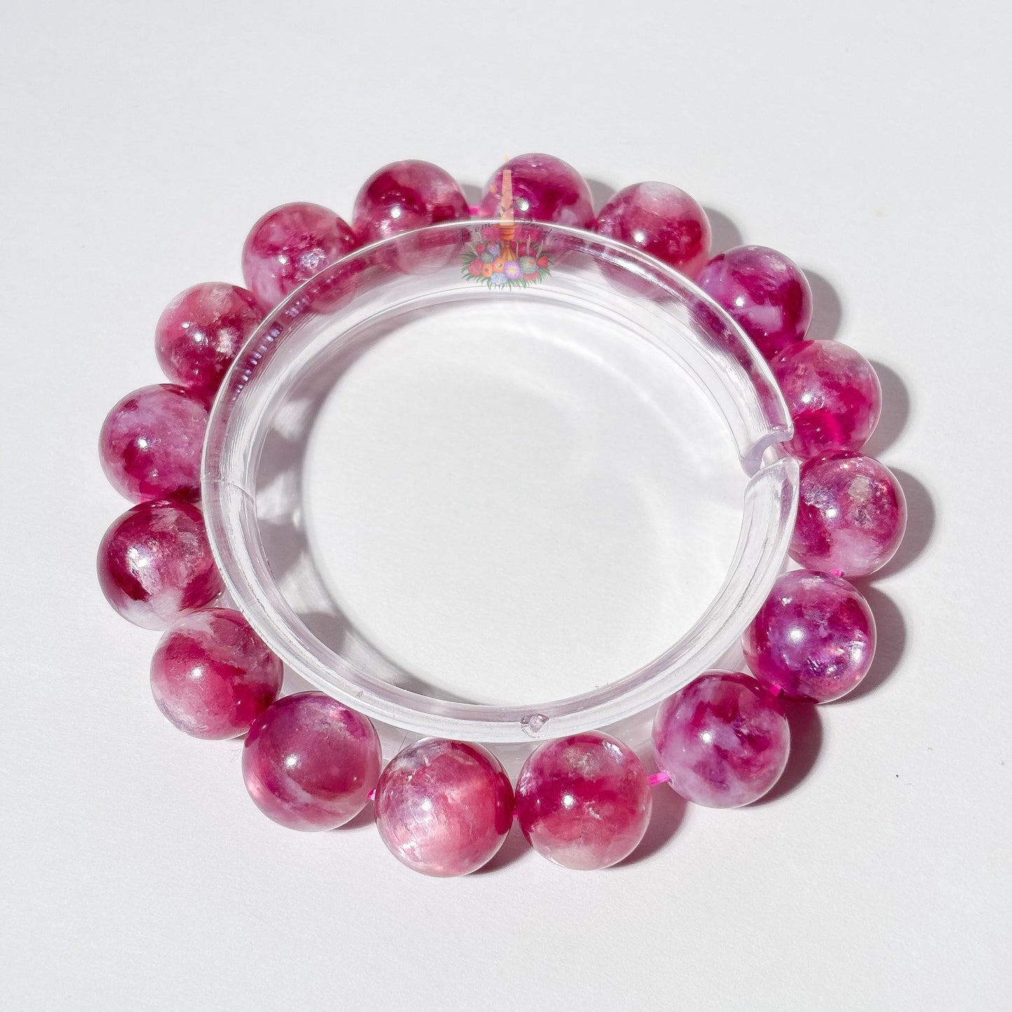 Purple Mica Lepidolite Crystal Stretch Bracelet, Mica in Quartz Crystal Bracelet, Lepidolite Mica in Clear Quartz Bracelet, 13mm