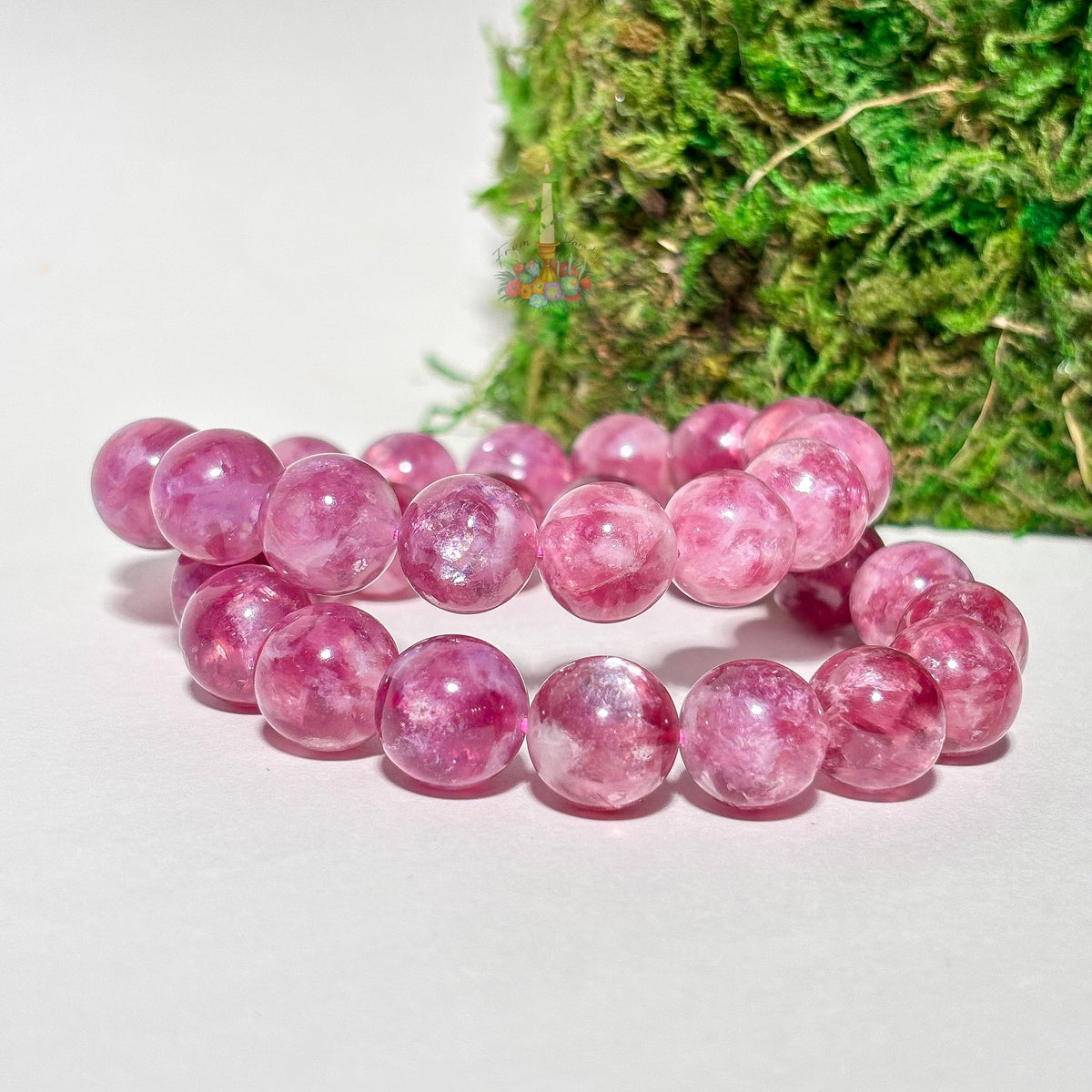 Purple Mica Lepidolite Crystal Stretch Bracelet, Mica in Quartz Crystal Bracelet, Lepidolite Mica in Clear Quartz Bracelet, 13mm